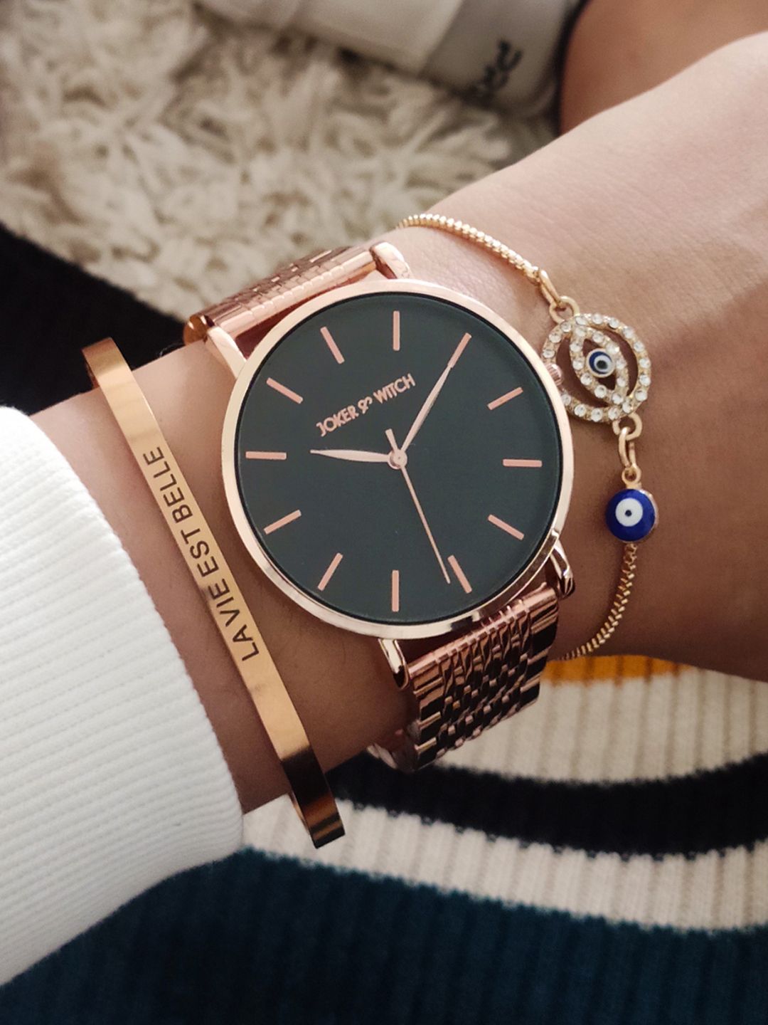 Buy JOKER & WITCH Women Rose Gold Toned & Black Watch Gift Set -  - Accessories for Women