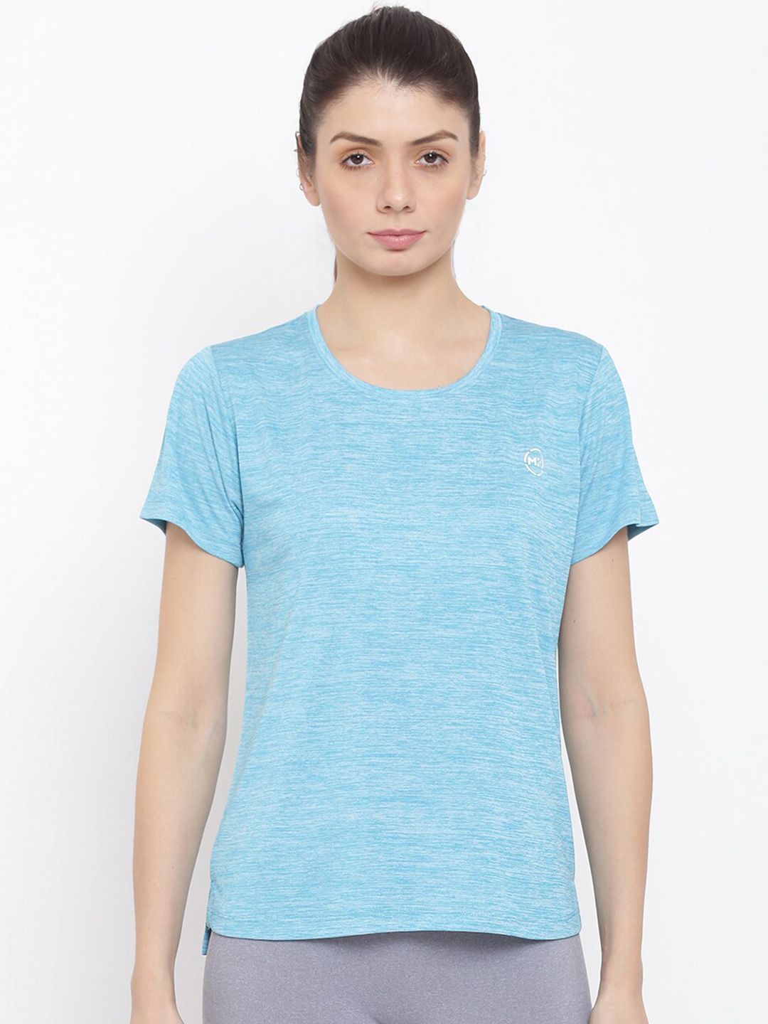 MKH Women Blue Extended Sleeves Dri-FIT Raw Edge T-shirt