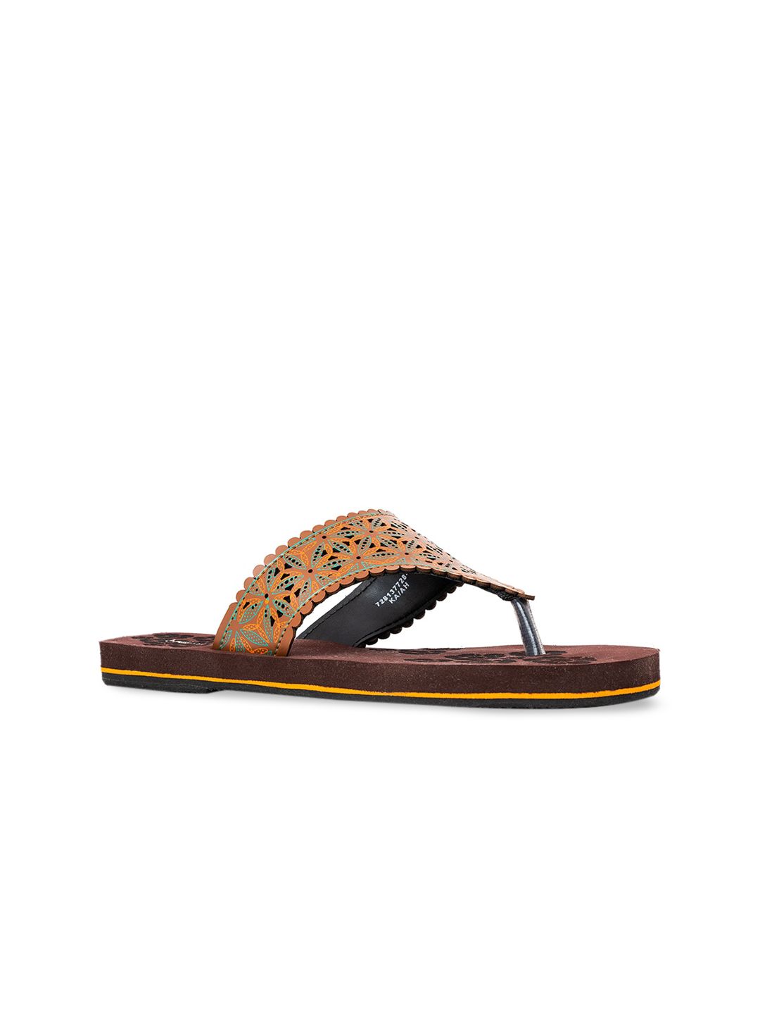 Khadims Women Tan T-Strap Flats