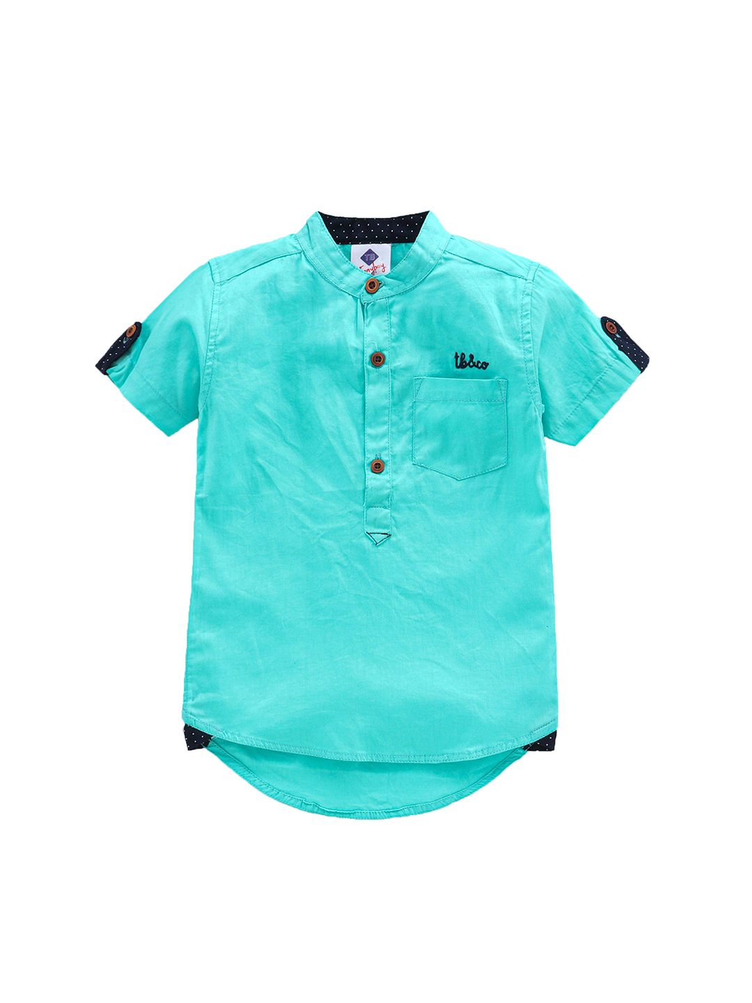 TONYBOY Boys Sea Green Solid Premium Cotton Casual Shirt