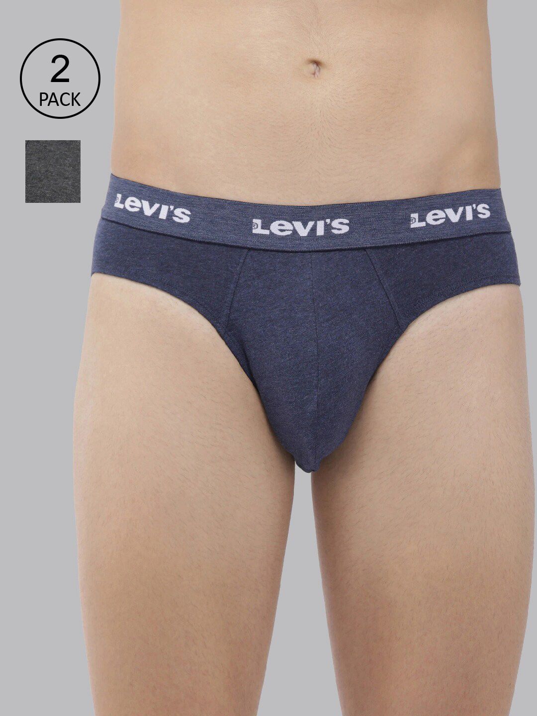 Levis Men Pack of 2 Solid Cotton Ultrasoft Waistband Brief with Smartskin Technology