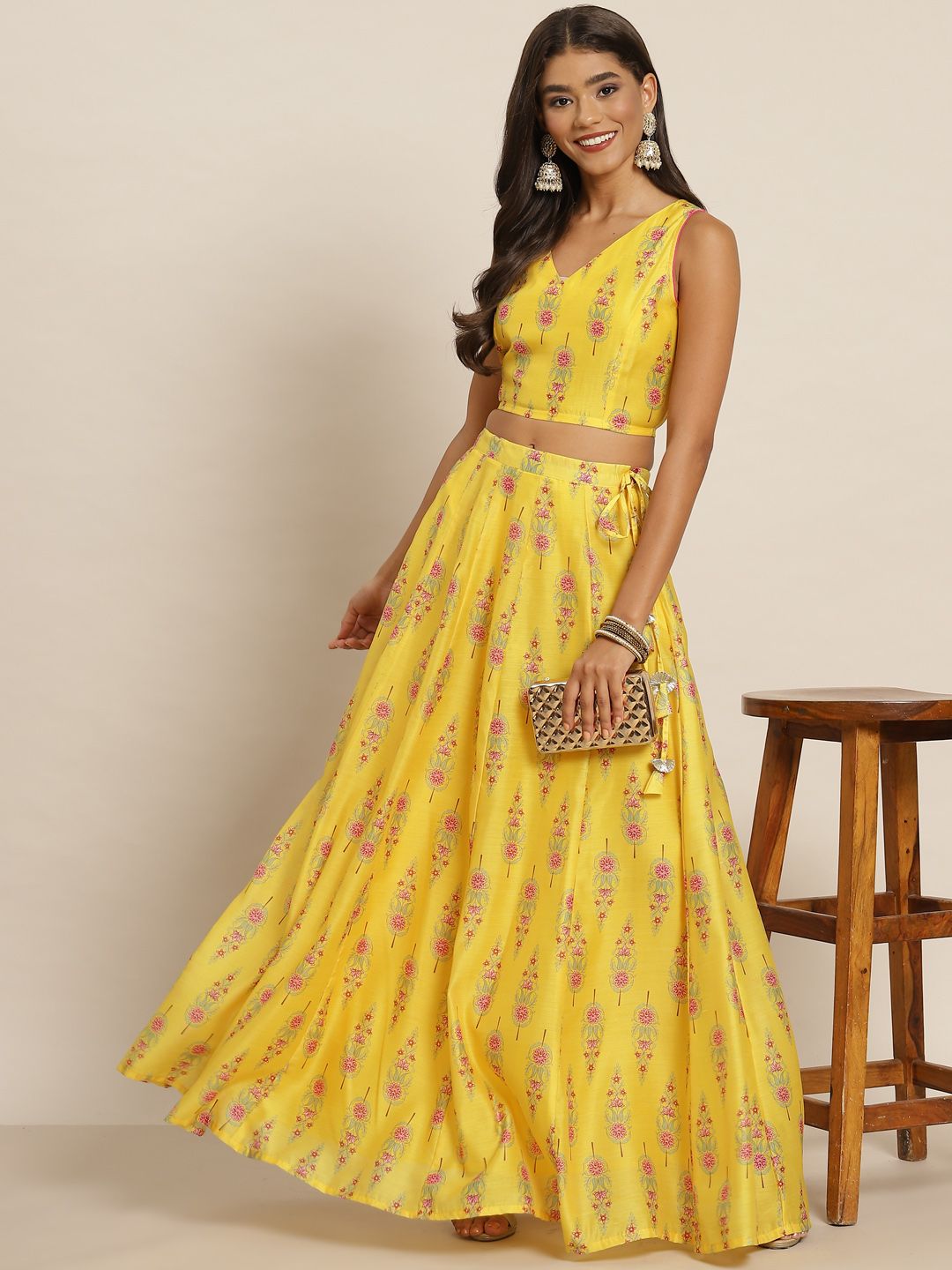 Shae by Yellow & Pink Printed Ready to Wear Lehenga & Choli 6