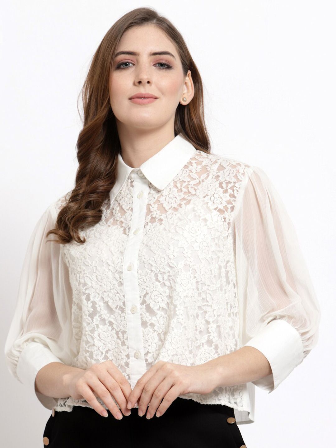 BLANC9 Women Off White Casual Shirt