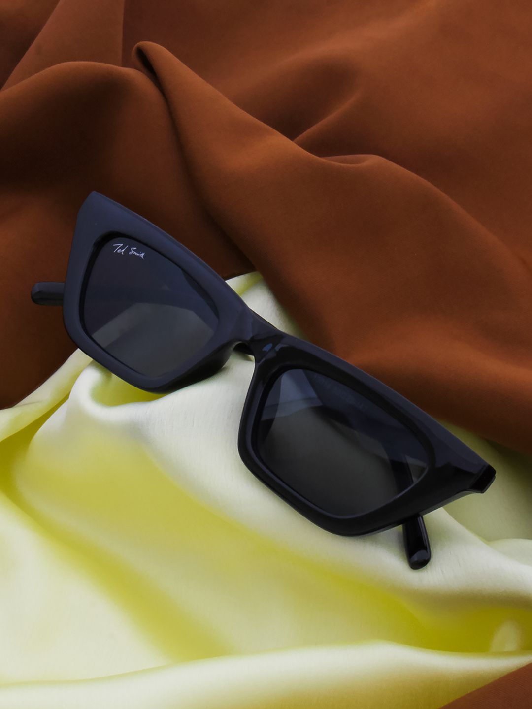 Ted Smith Women Grey Lens & Black Cateye Sunglasses with UV Protected Lens