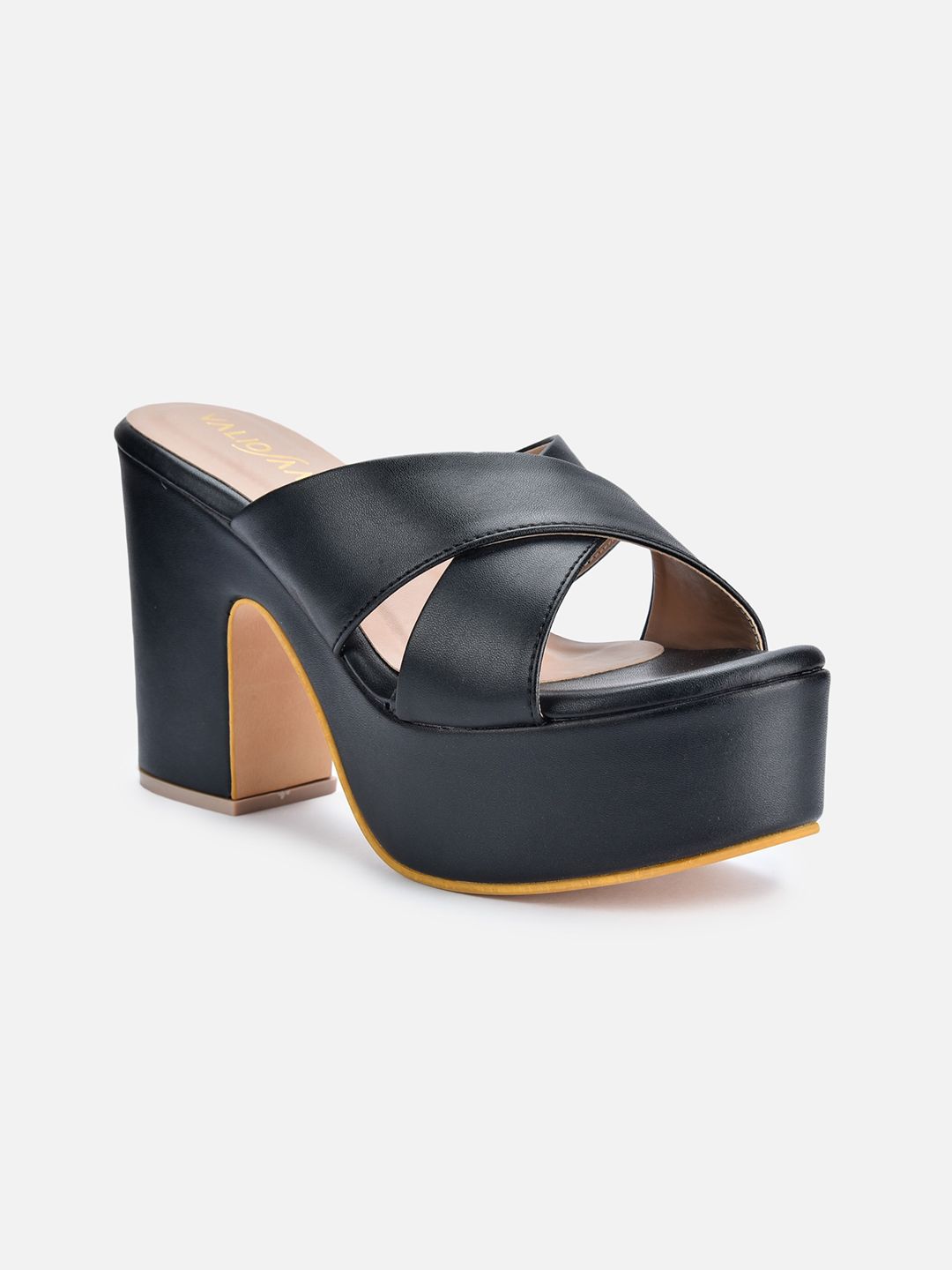 VALIOSAA Black Block Sandals