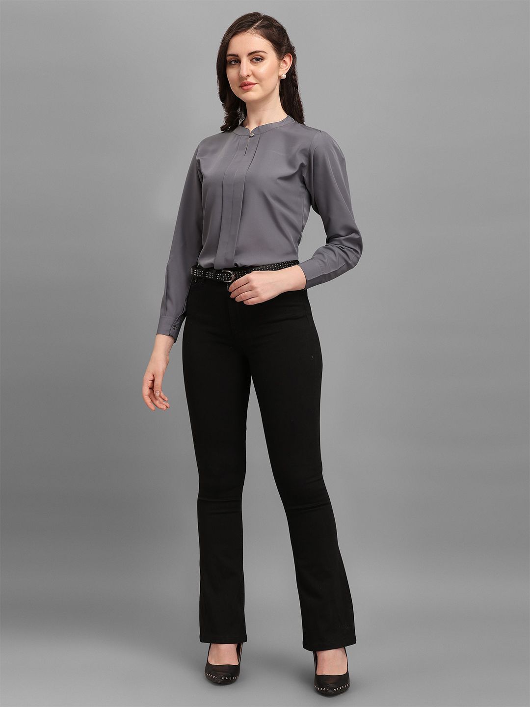 Kinjo Grey Crepe Top