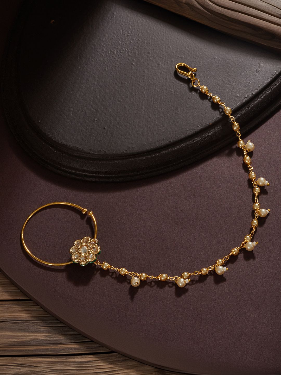 Buy Saraf RS Jewellery Gold Plated Gold Kundan Studded Bridal Nosepin -  - Accessories for Women