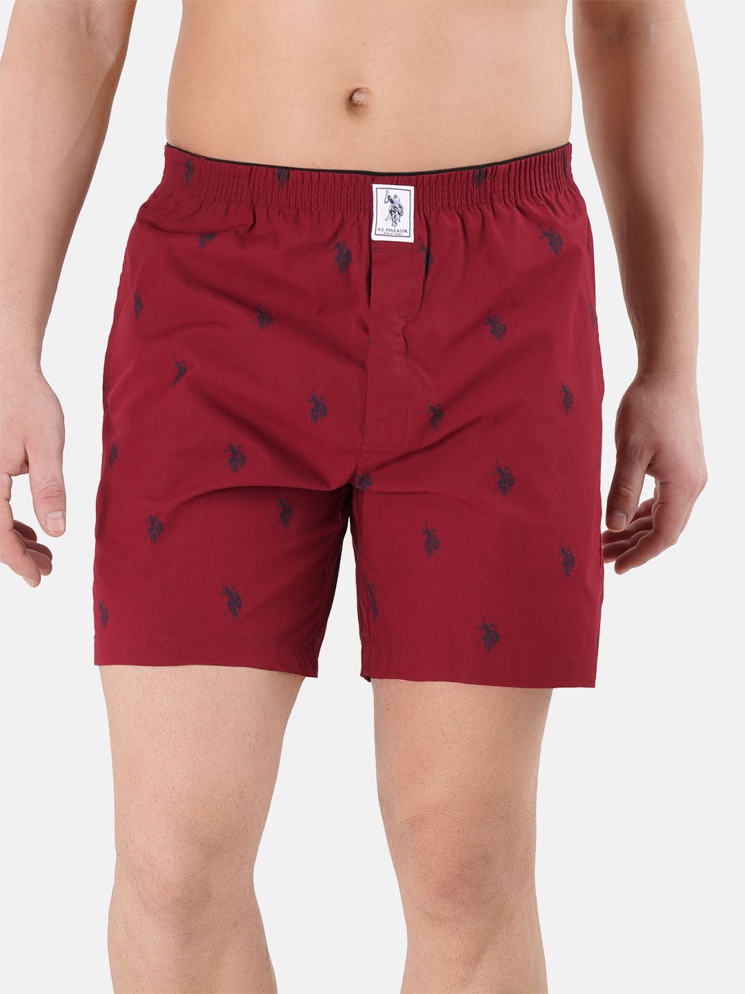 Buy U.S. Polo Assn. Men Maroon Printed Cotton Boxers -  - Apparel for Men