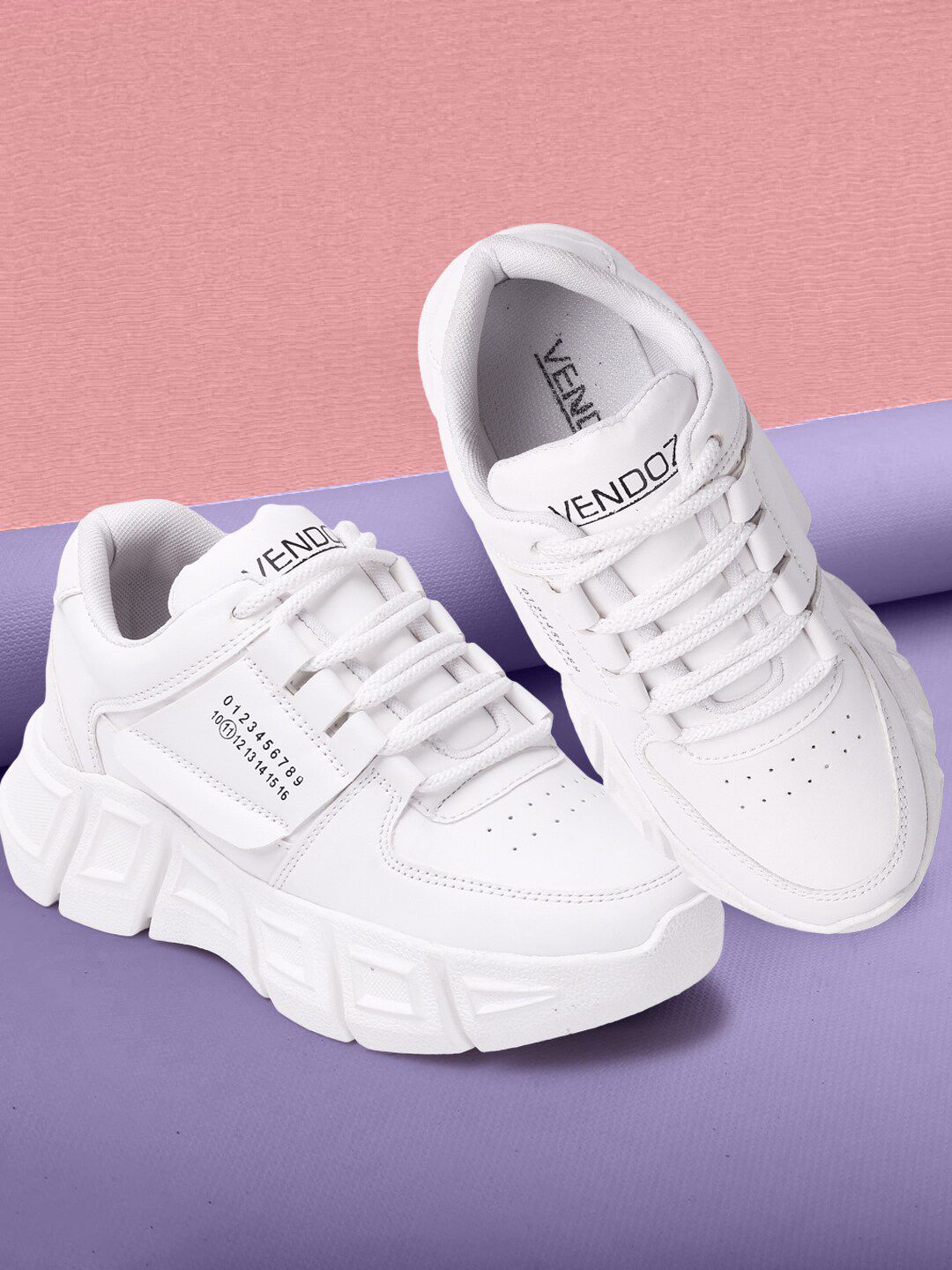 VENDOZ Women White Perforations Sneakers