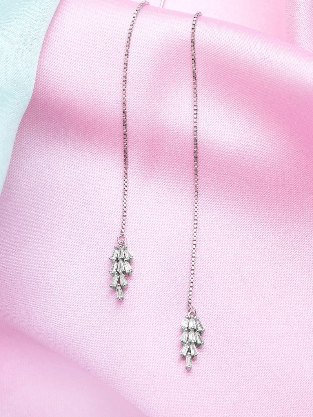 Buy Zavya 925 Sterling Silver Rhodium Plated Leaf Shaped Drop Earrings -  - Accessories for Women
