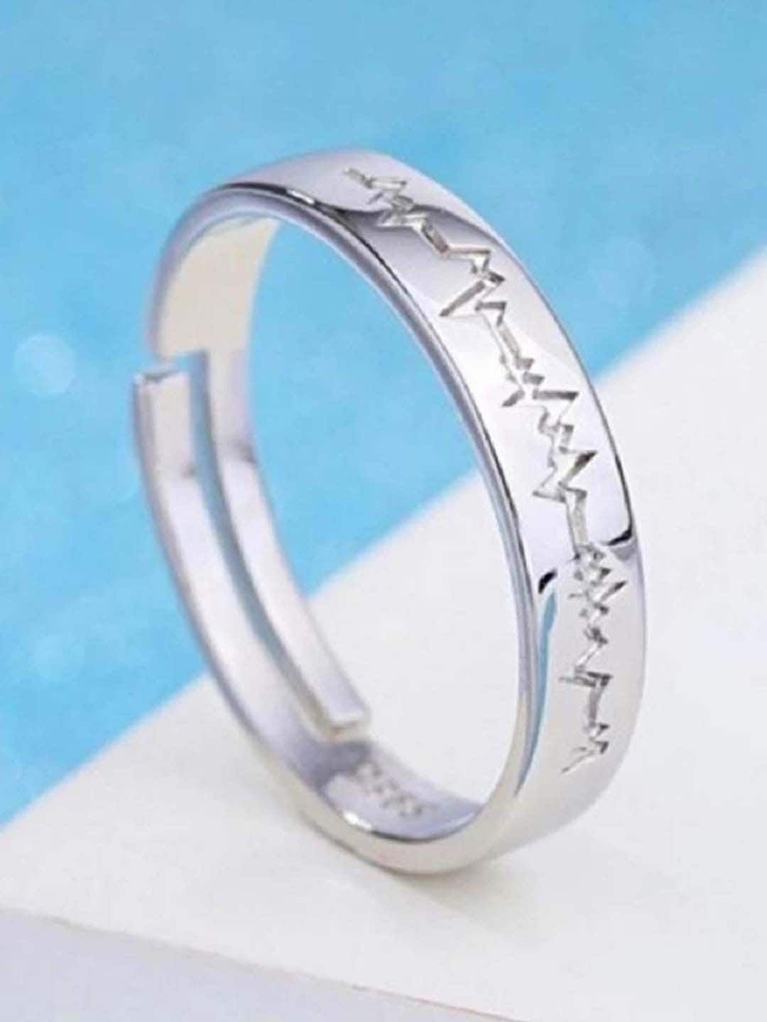 UNIVERSITY TRENDZ Silver-Plated Copper Silver-Toned Adjustable Couple Finger Rings