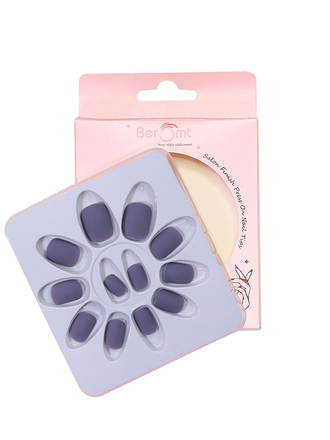 BEROMT 12 Pcs Long-Lasting Reusable Lightweight Salon Finish Press on Nail Tips-424