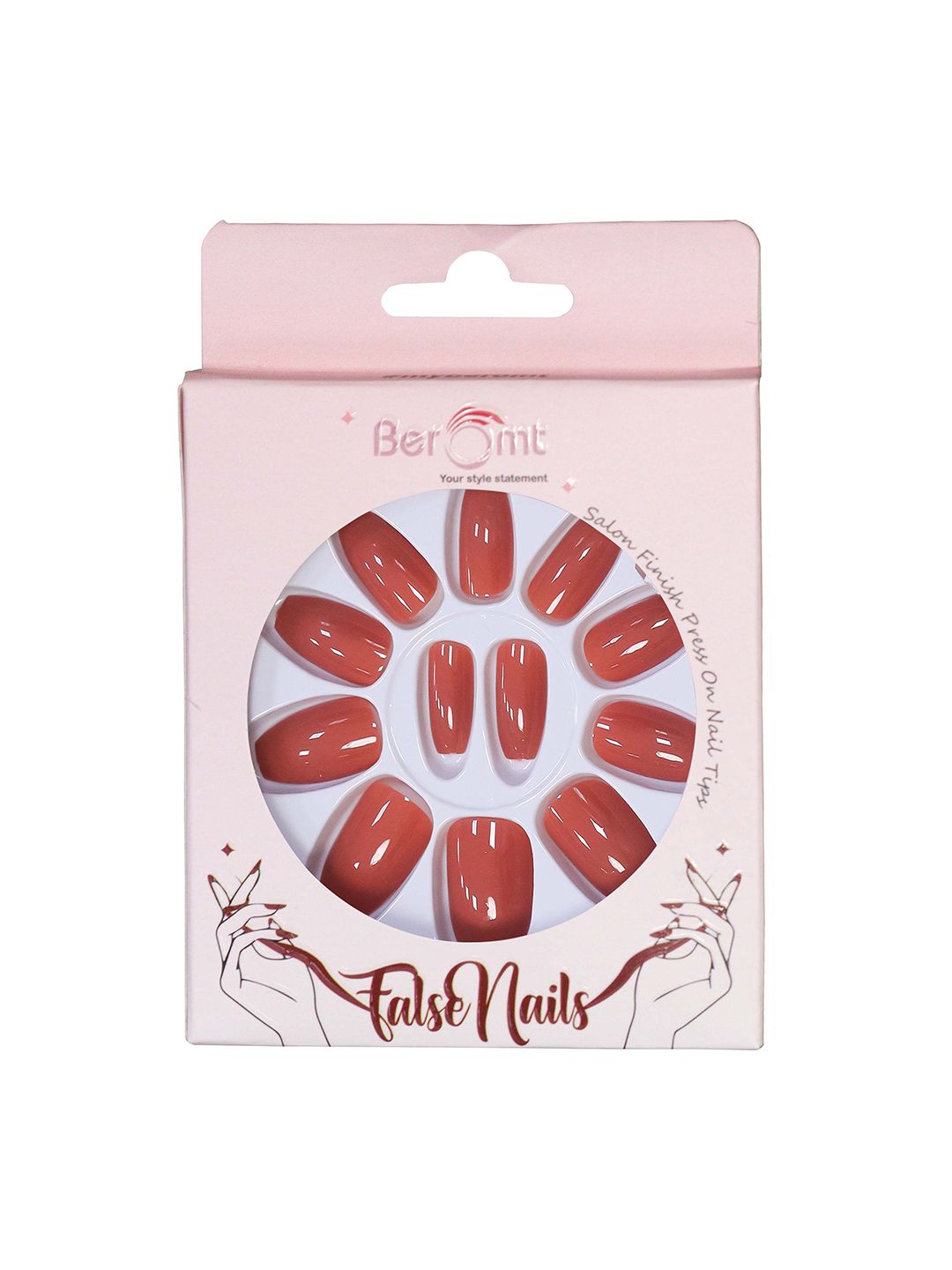 BEROMT 12 Pcs Long-Lasting Reusable Premium Glossy Salon Finish Press on Nails - Shade 326