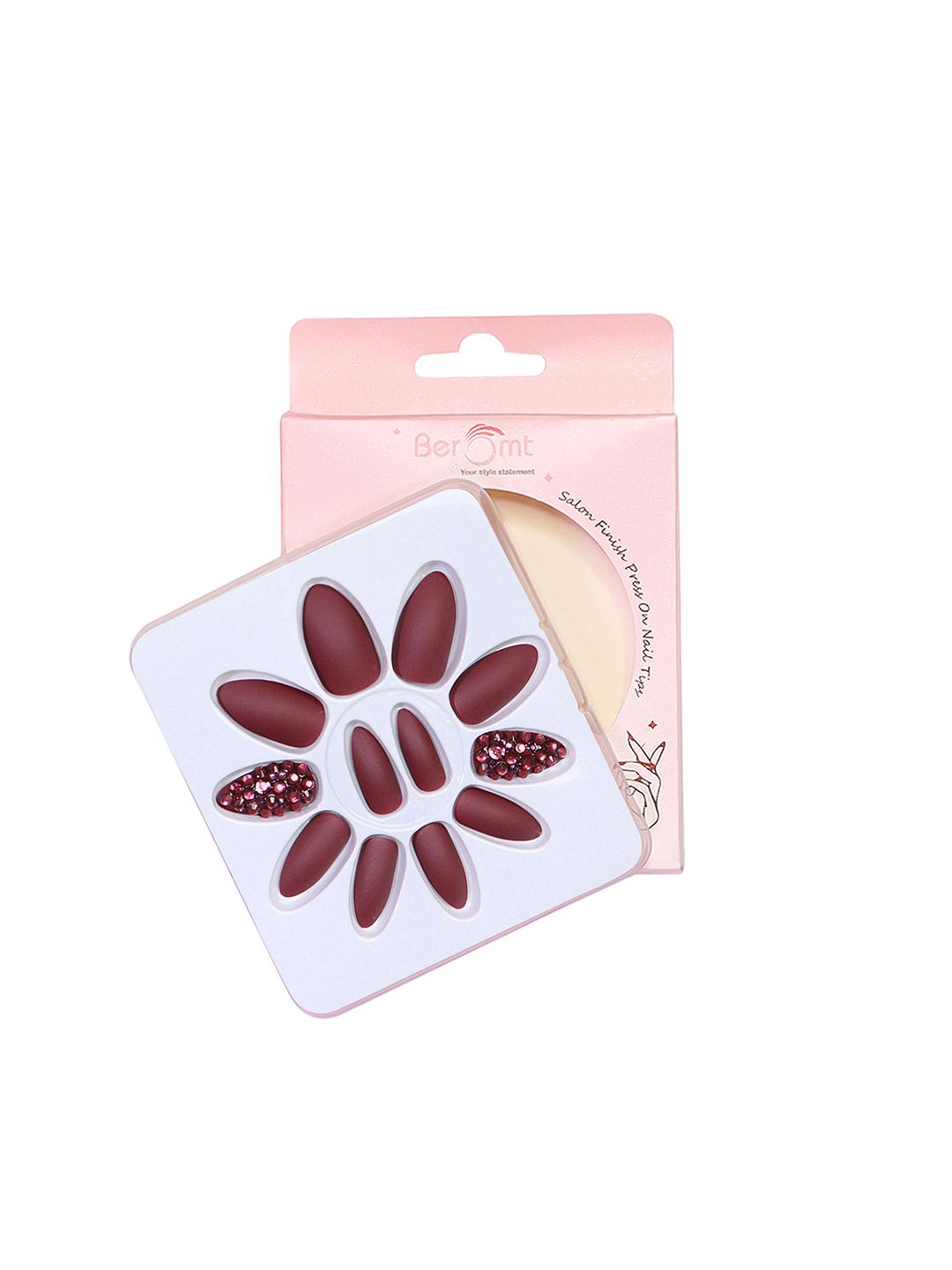 BEROMT Salon Finish Bridal & Party Press-On False Nail Tips Kit - Shade 673