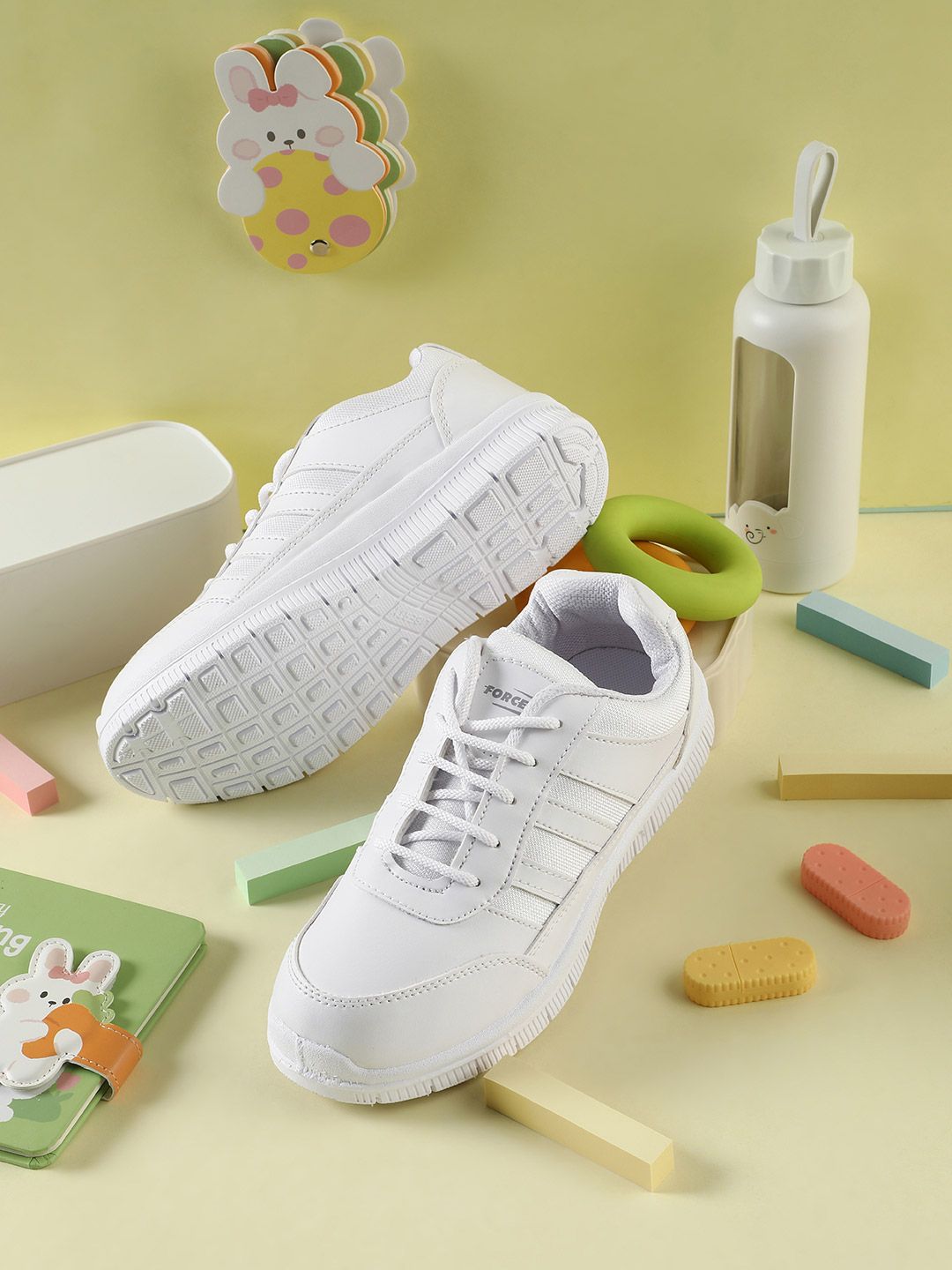 Liberty Force 10 kids White Velcro School Shoes
