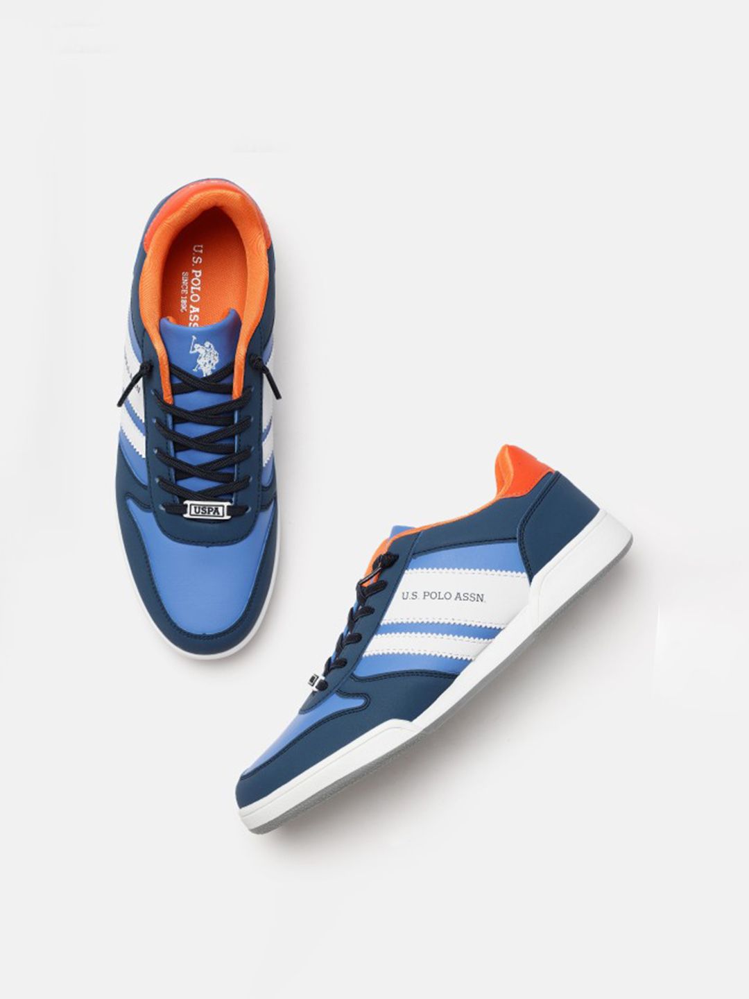 U S Polo Assn Men Navy Blue Colourblocked PU Sneakers