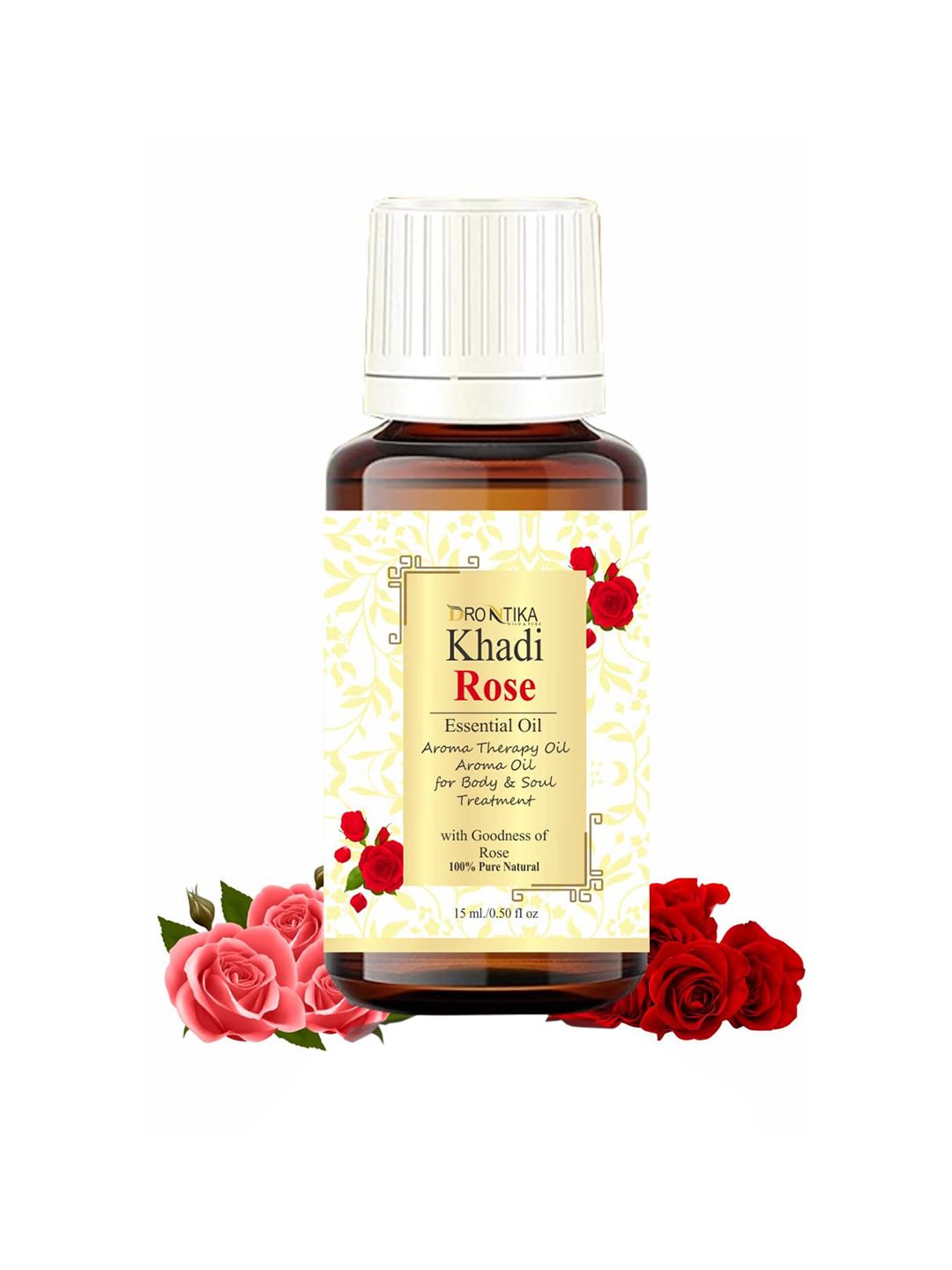 DRONTIKA Khadi 100% Pure & Natural Rose Essential Body Oil-15ml