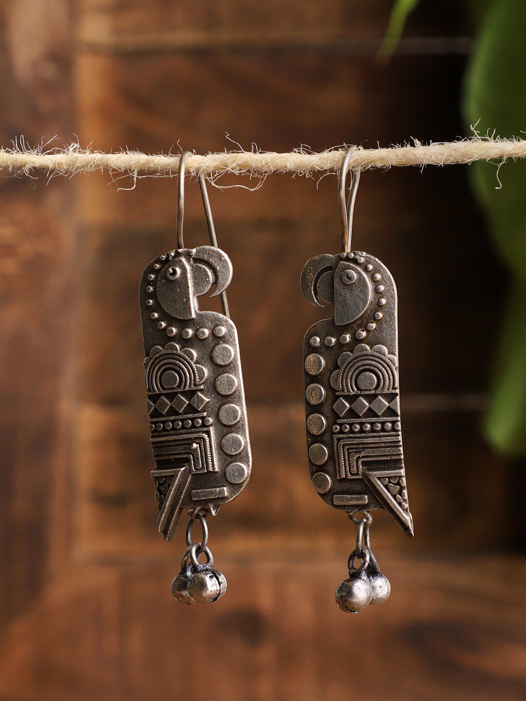 VENI Silver-Toned Contemporary Drop Earrings