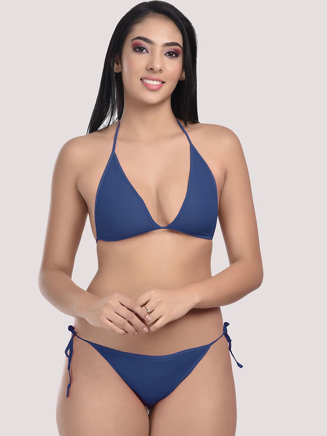 StyFun Women Navy-Blue Solid Lingerie Set S_Satin_Packof1_Navy_BWomen Solid Lingerie Set
