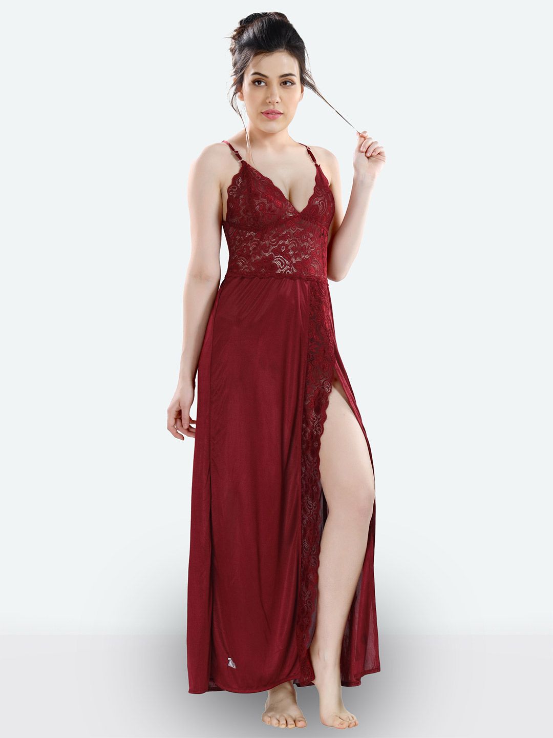 Romaisa Maroon Maxi Baby Dolls