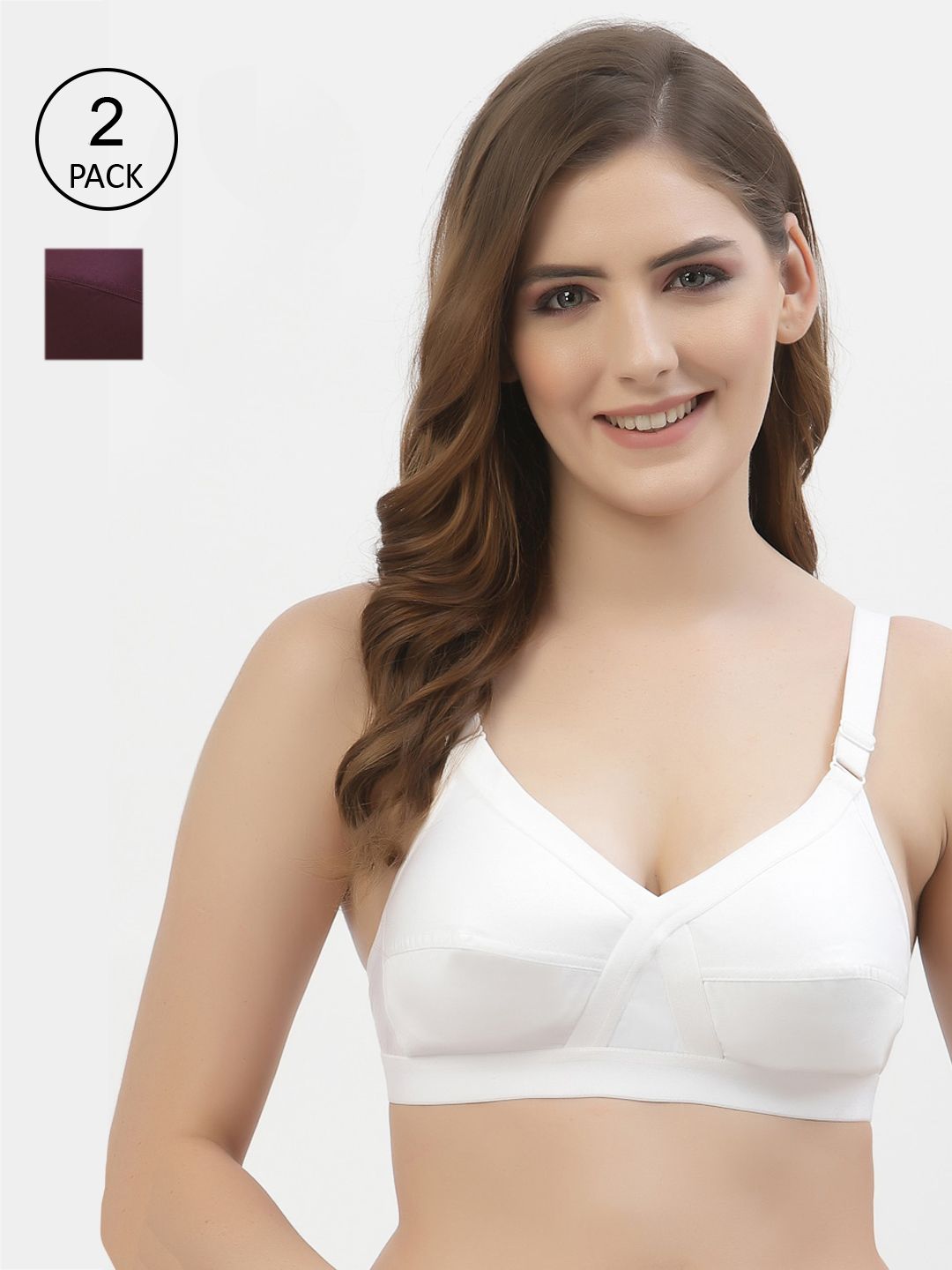 Buy Floret Pack Of 2 Solid Crossfit Non Padded Non Wired Full Coverage Everyday Cotton Bra -  - Apparel for Women