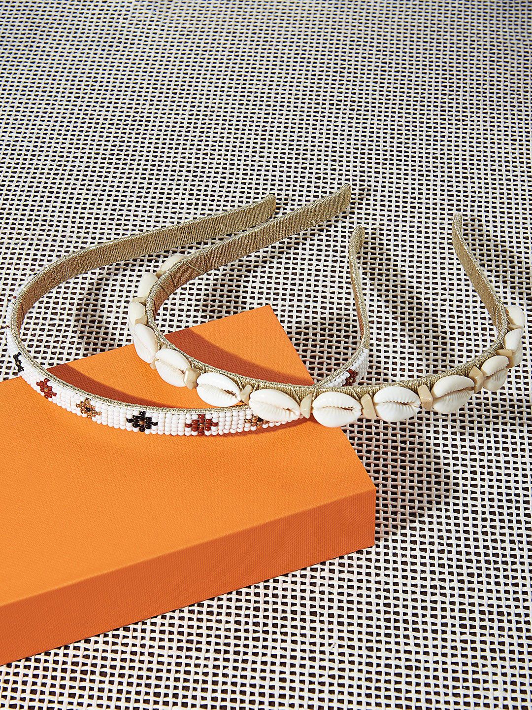 Zaveri Pearls Women Cream-Coloured Set of 2 Embellished Hairband