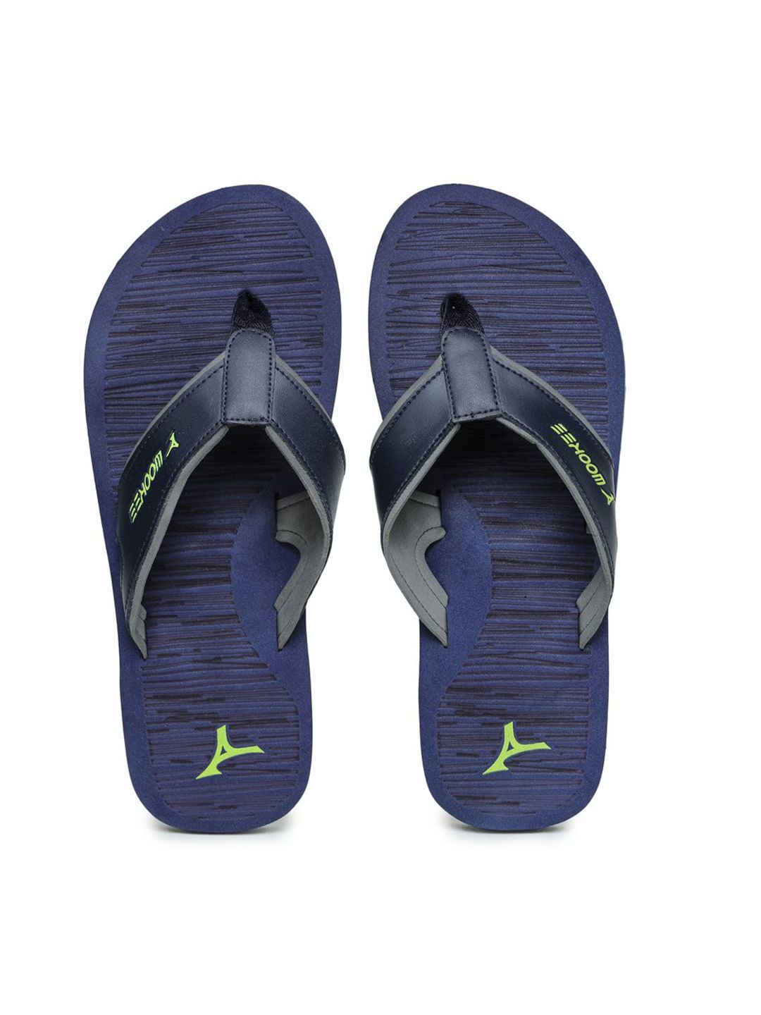 ABROS Men Navy Blue & Green Thong Flip-Flops