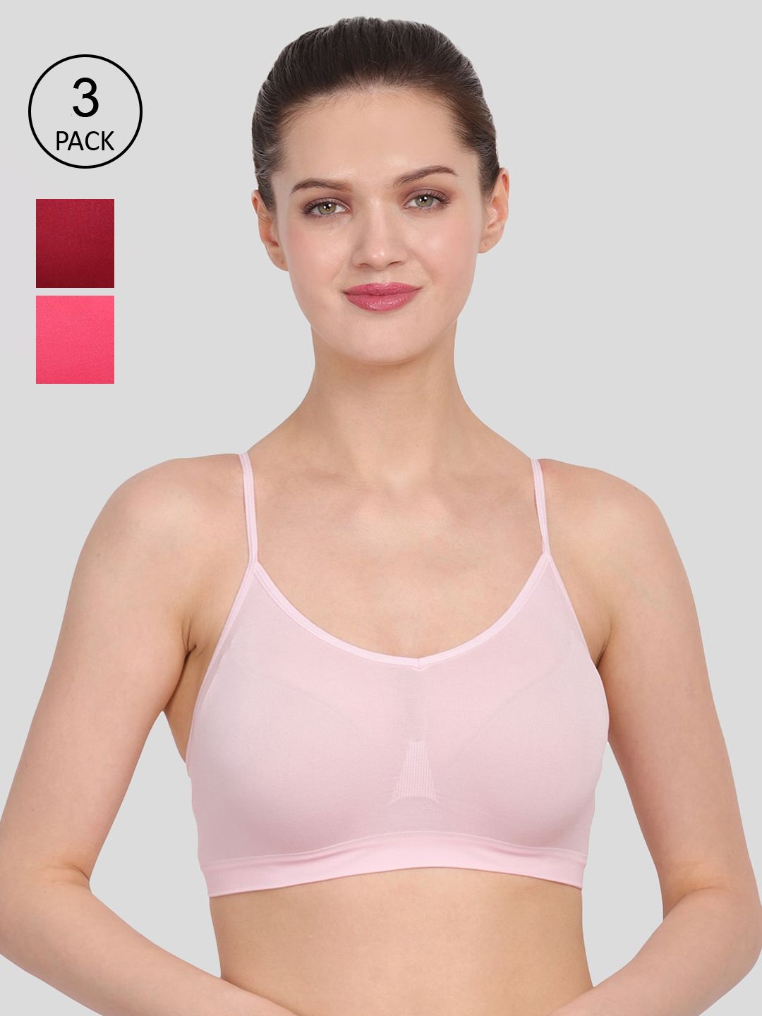 Amour Secret Maroon & Pink Pack Of 3 Non Padded Bra