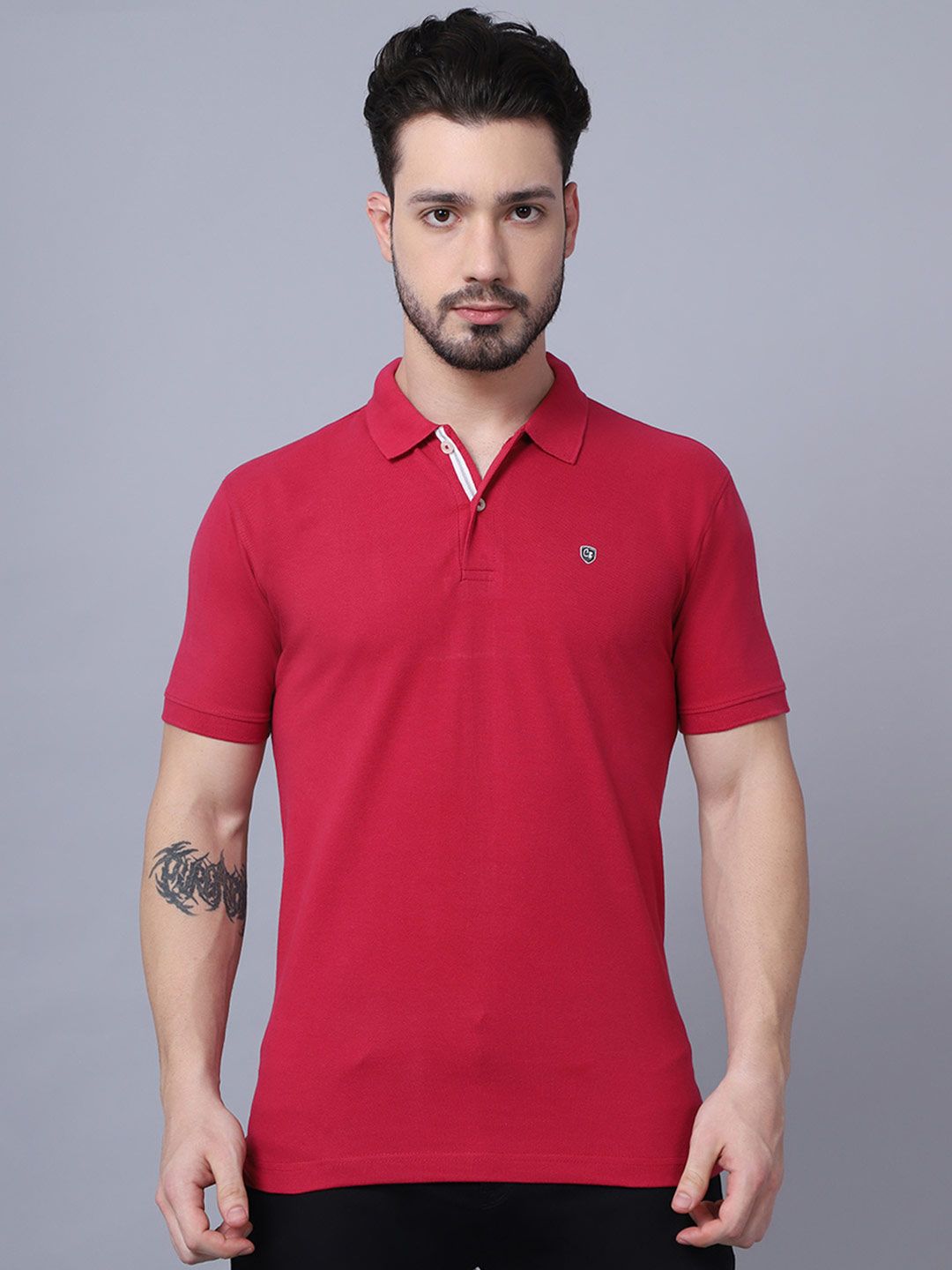 Cantabil Men Pink Polo Collar T-shirt