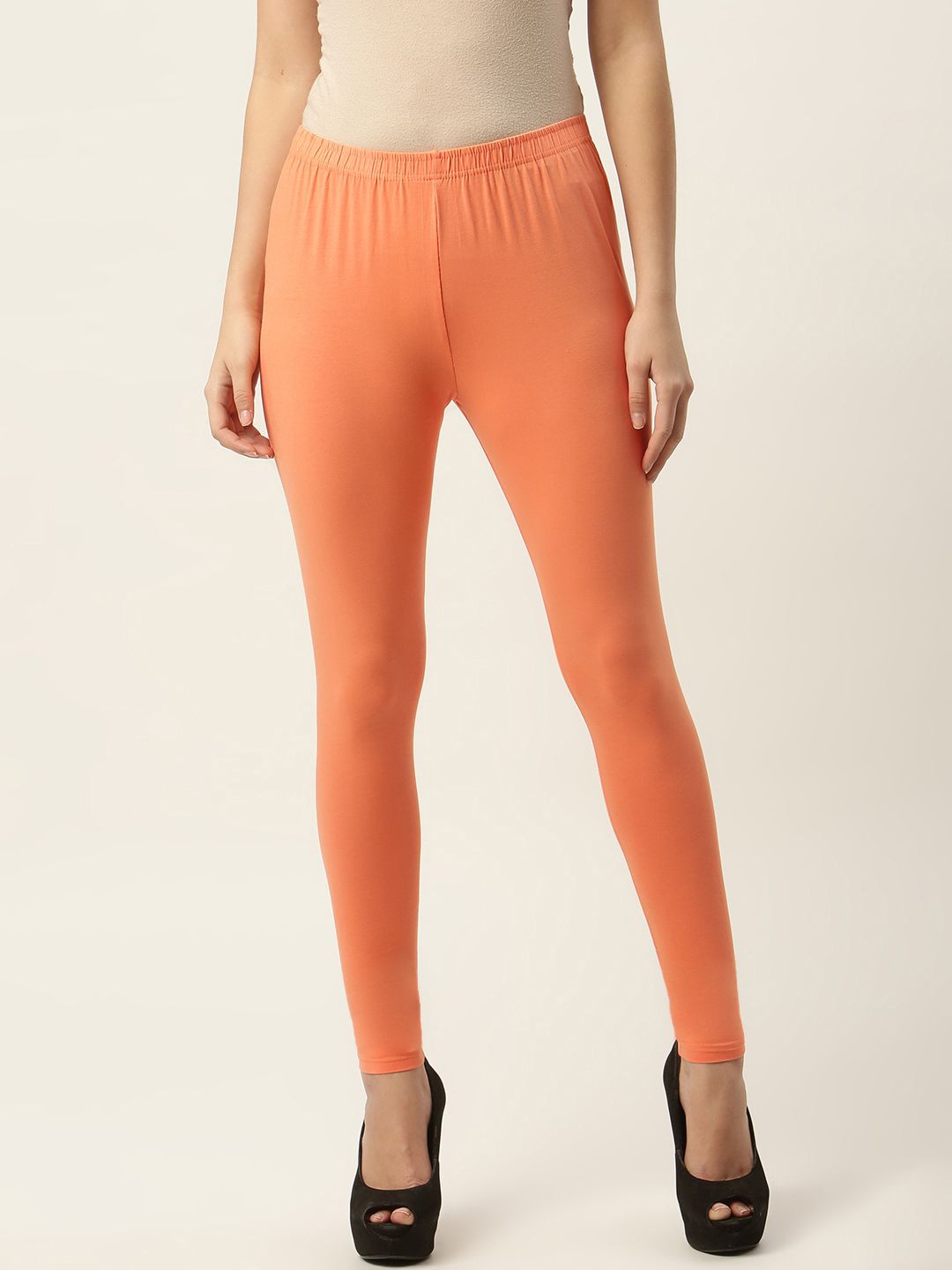 Ms.Lingies Women Orange Solid Ankle-Length Leggings