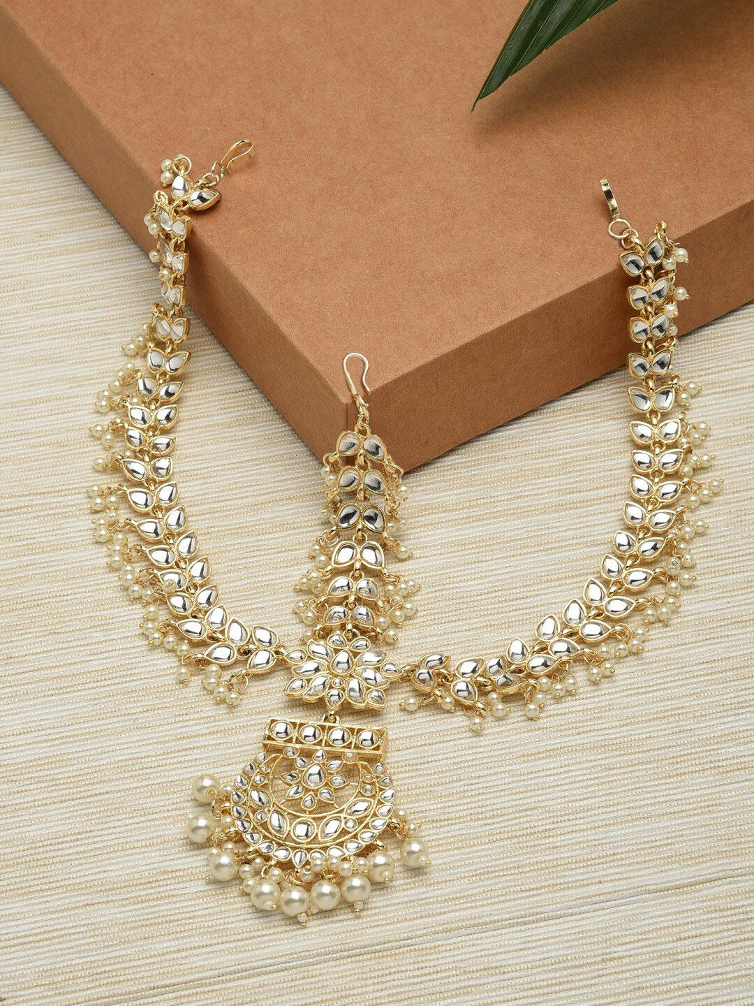 Buy Zaveri Pearls Gold Plated White Kundan Studded Matha Patti -  - Accessories for Women