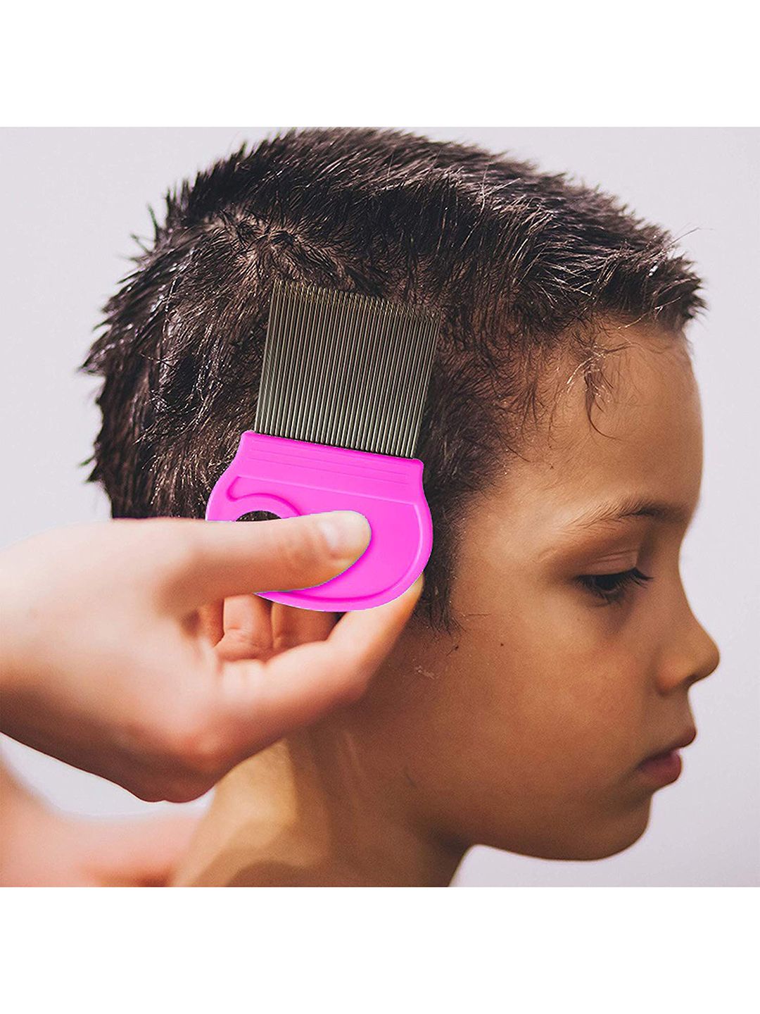 Alexvyan Metal Teeth Magnifier Lens Nit Lice Comb - Pink