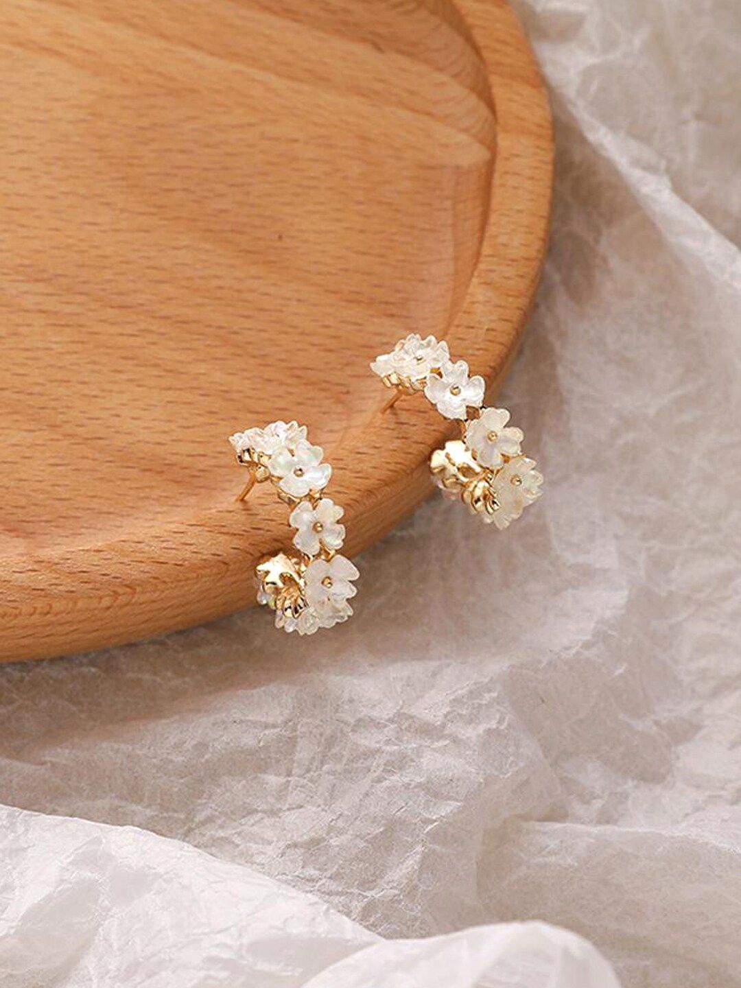 Buy Yellow Chimes Gold Toned Crystal Hoop Earrings -  - Accessories for Women
