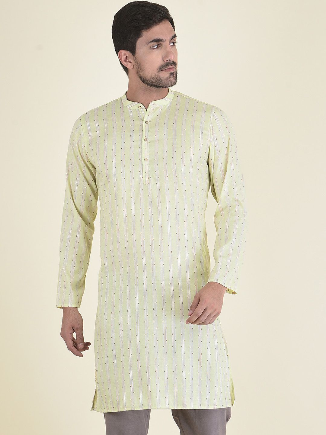 DEYANN Men Green Jacquard Jacquard Kurta