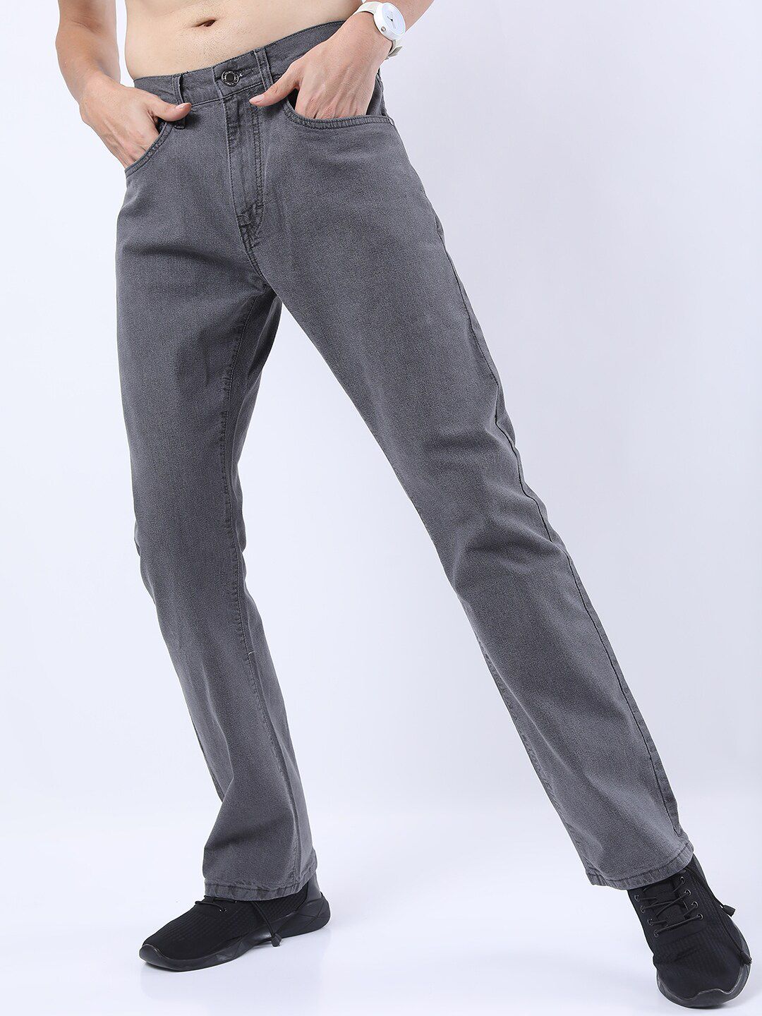 HIGHLANDER Men Grey Bootcut Stretchable Jeans