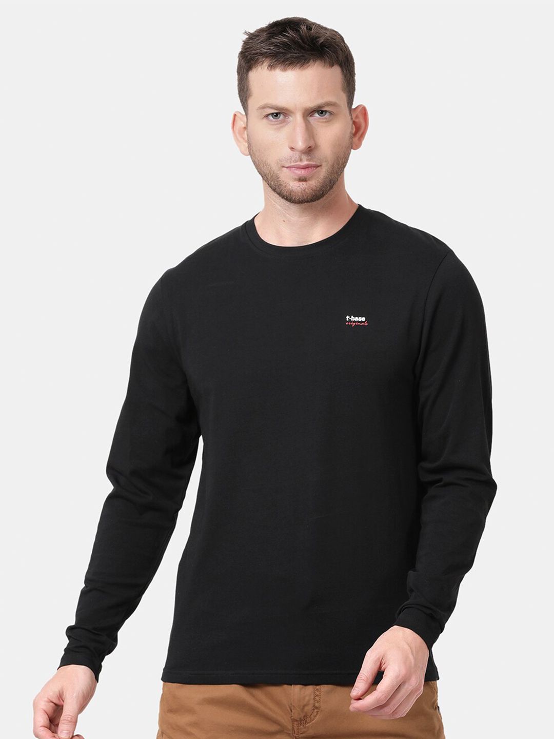 t-base Men Black Cotton T-shirt