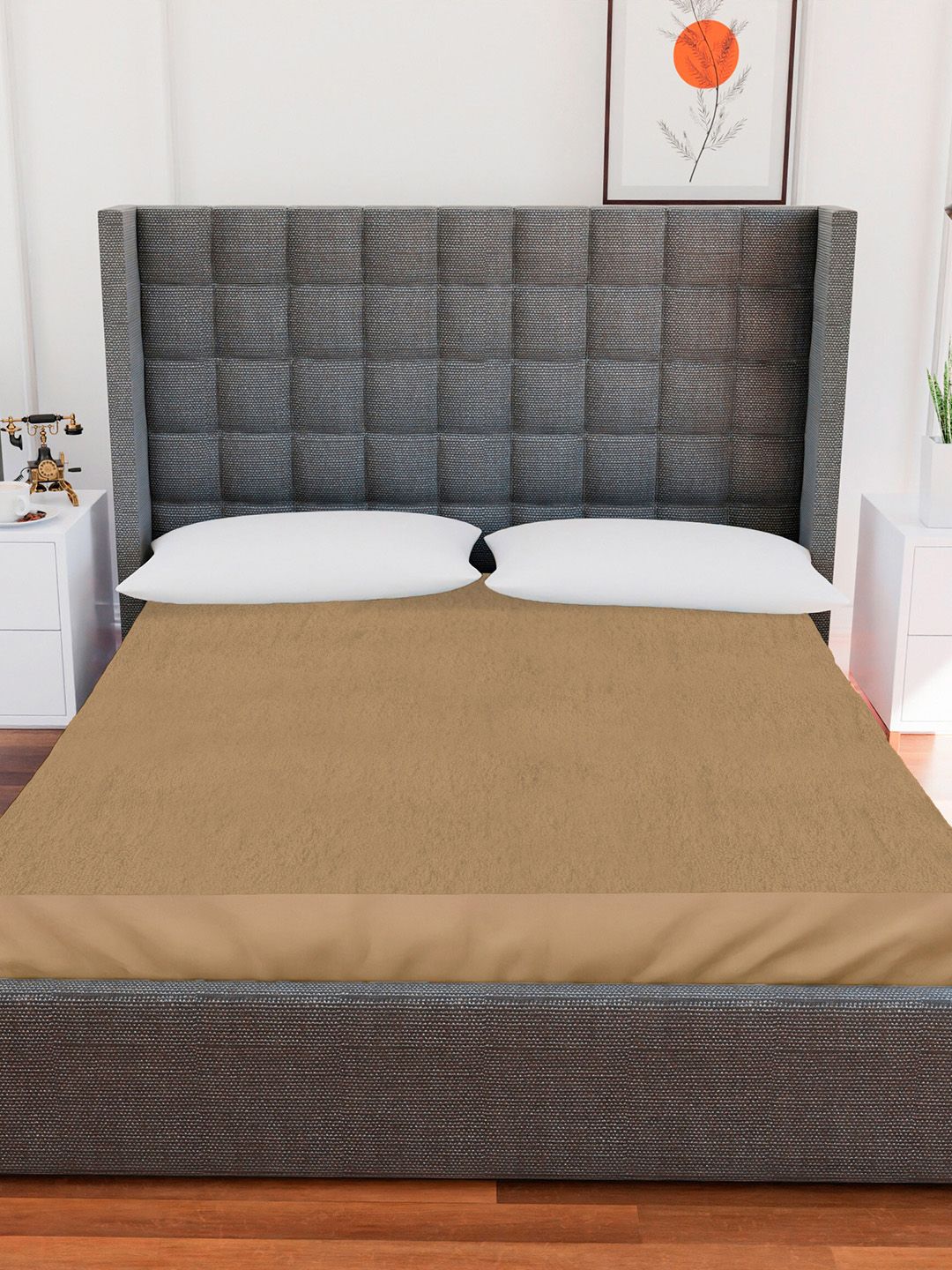 Buy AVI Beige Solid King Size Waterproof Mattress Protector -  - Home for Unisex
