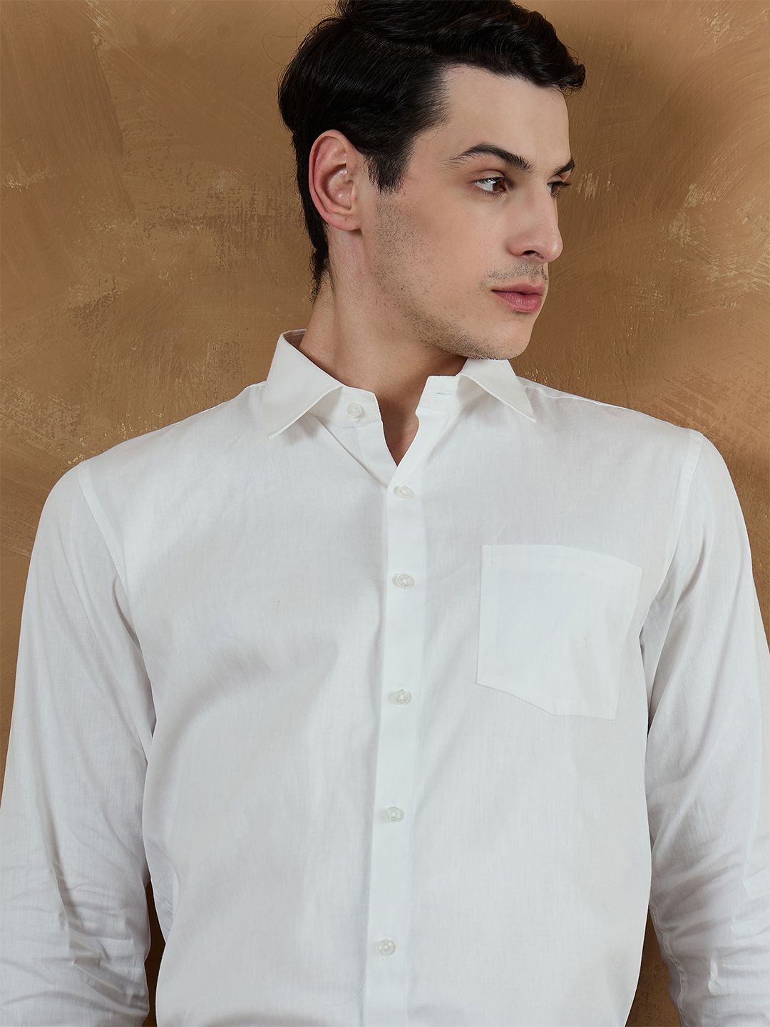 DENNISON Men White Solid Formal Regular Fit Shirt