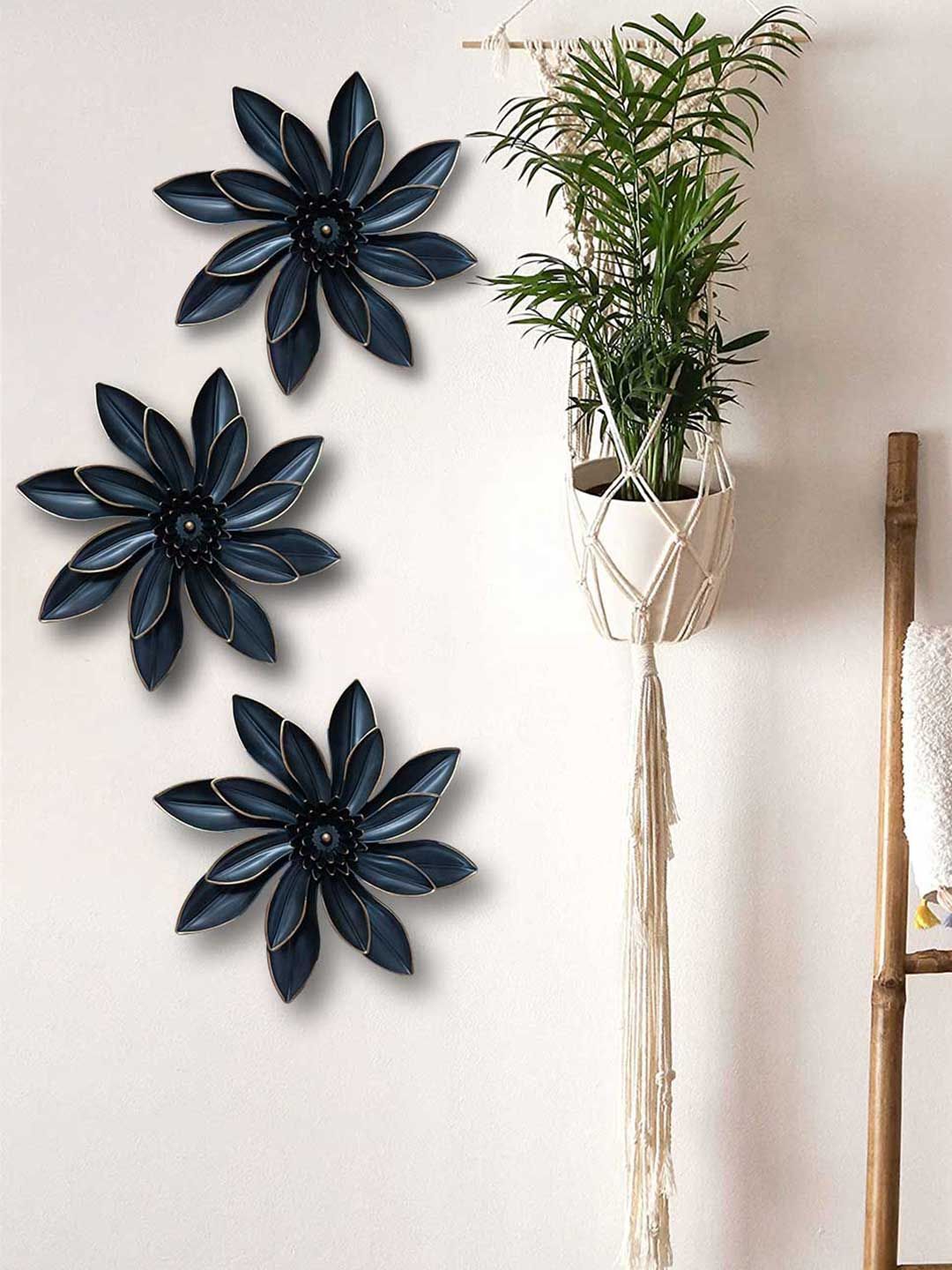 Buy Art Street Flower Shape Decorative Plastic Floral Glossy Hall 3Pcs Wall Plates 10.5In -  - Home for Unisex