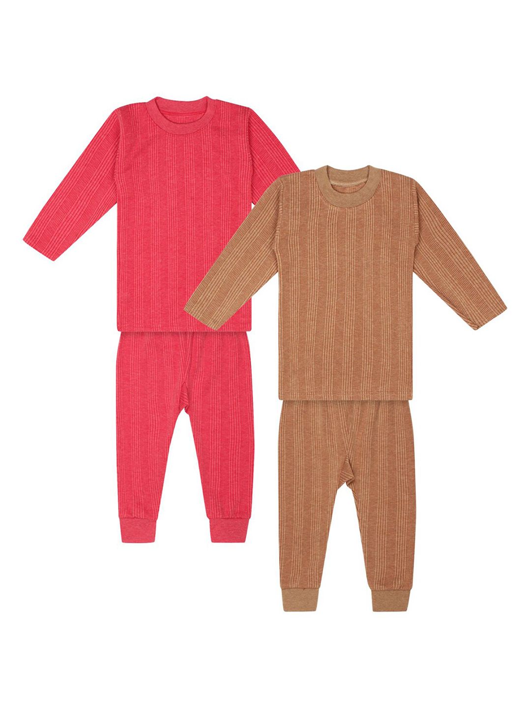 Superminis Infant Pack Of 2 Red & Brown Solid Cotton Thermal Set
