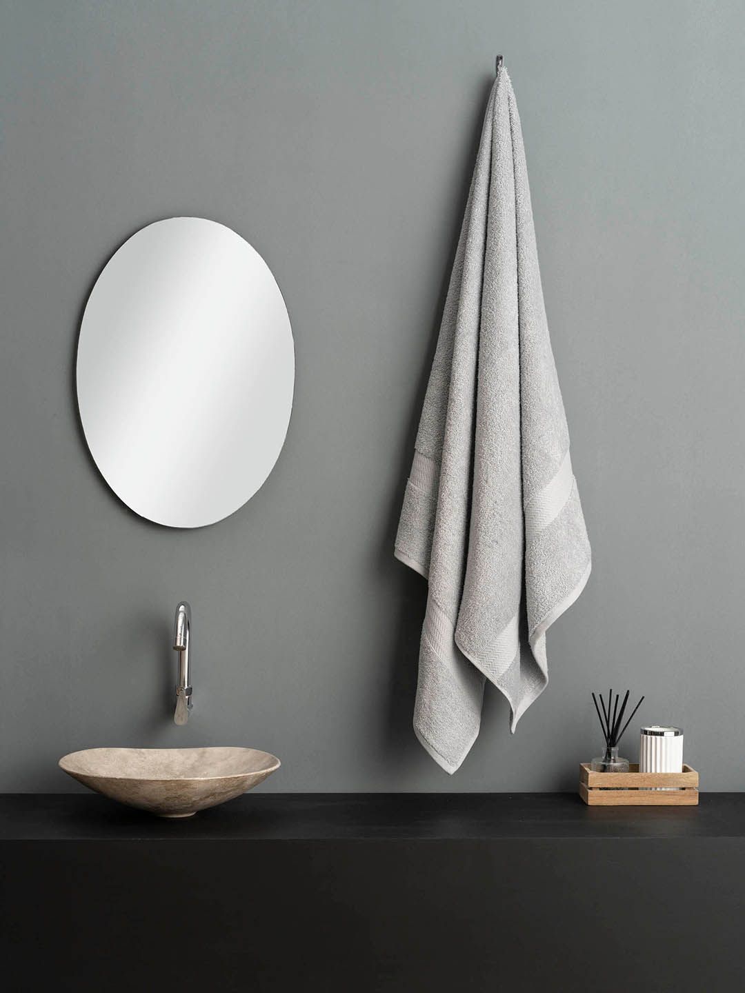 DDecor Grey Solid Cotton 500GSM Super Soft Adult Regular Bath Towel-59x30In