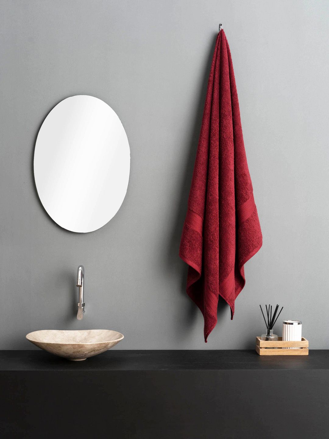 DDecor Magenta Solid Cotton 500GSM Super Soft Adult Regular Bath Towel-59x30In