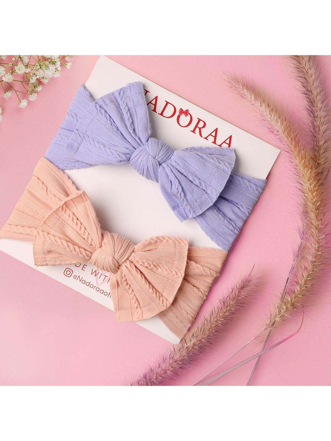KICKS & CRAWL Girls Purple & Peach-Coloured Set of 2 Hairband