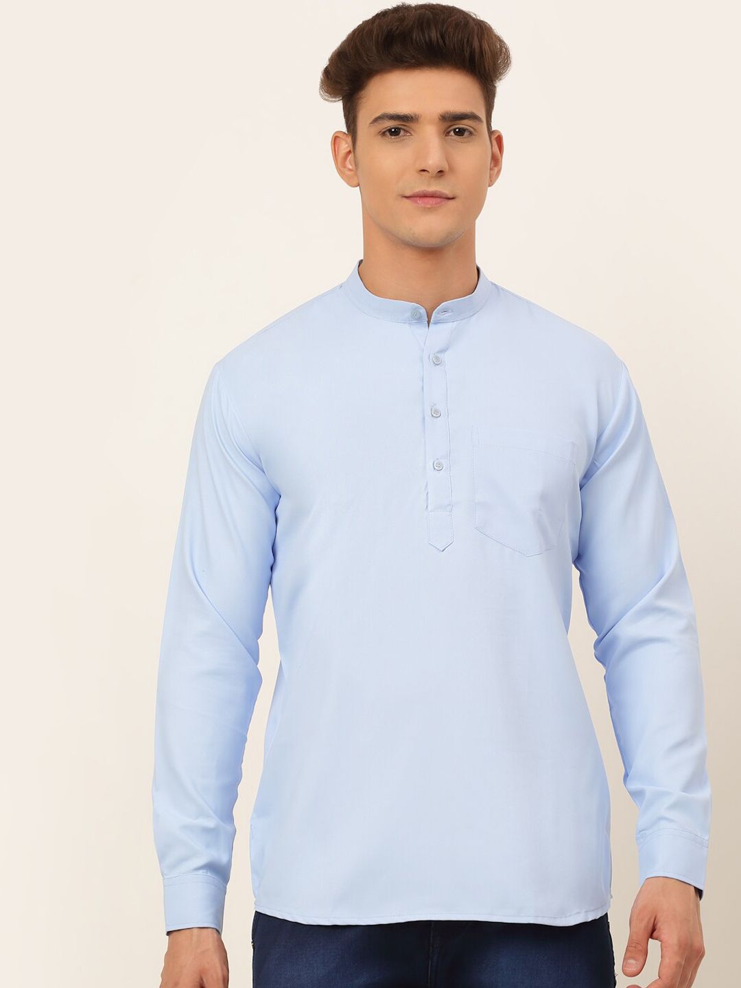 Jompers Men Blue Solid Kurta