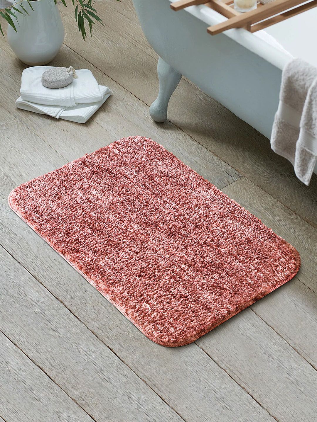 OBSESSIONS Red Solid 1300 GSM Anti-Skid Bath Mat