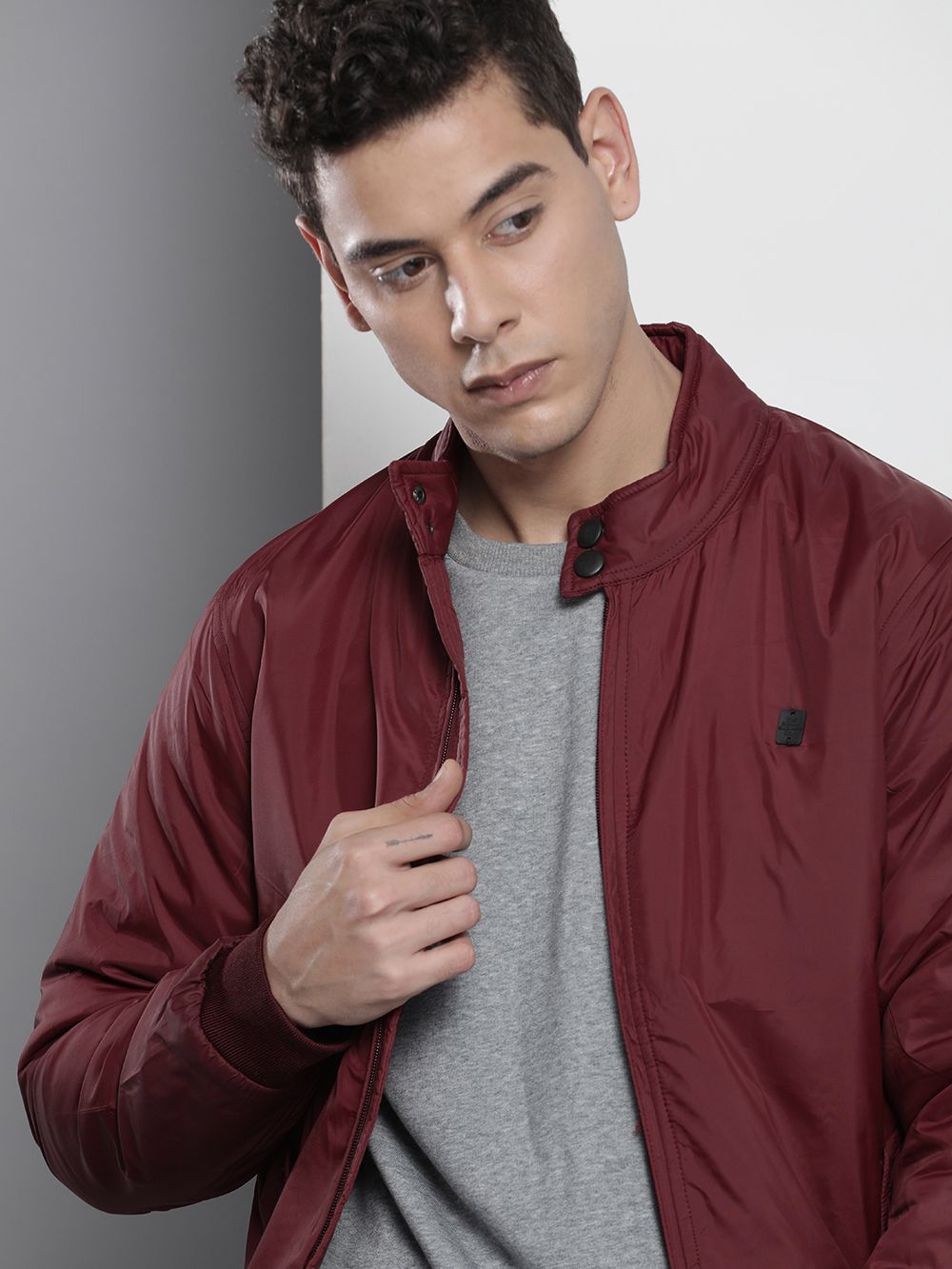 The Indian Garage Co Men Zip-Front Bomber Jacket with Slip Pockets