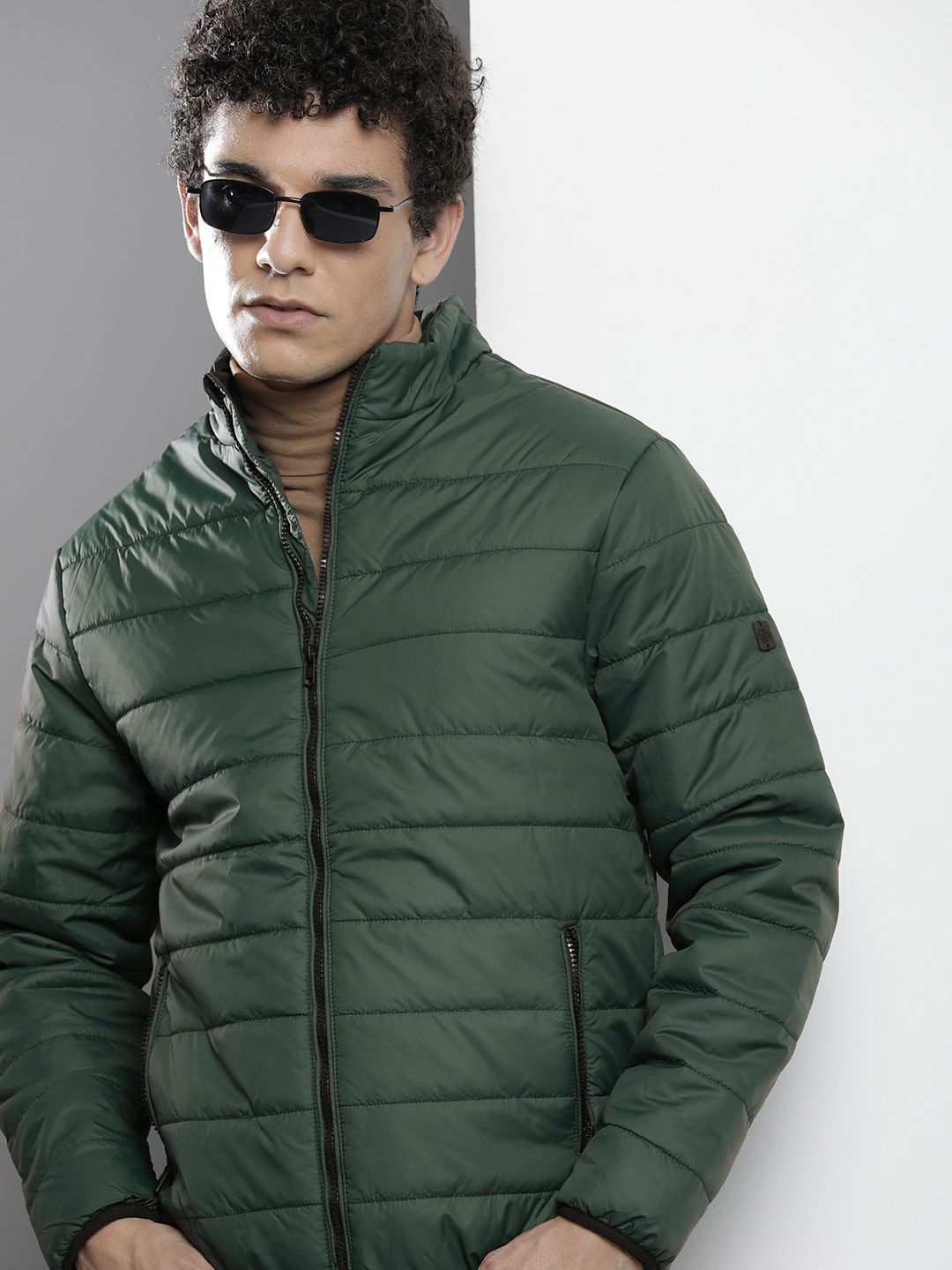 The Indian Garage Co Men Zip-Front Puffer Jacket with Zip Pockets