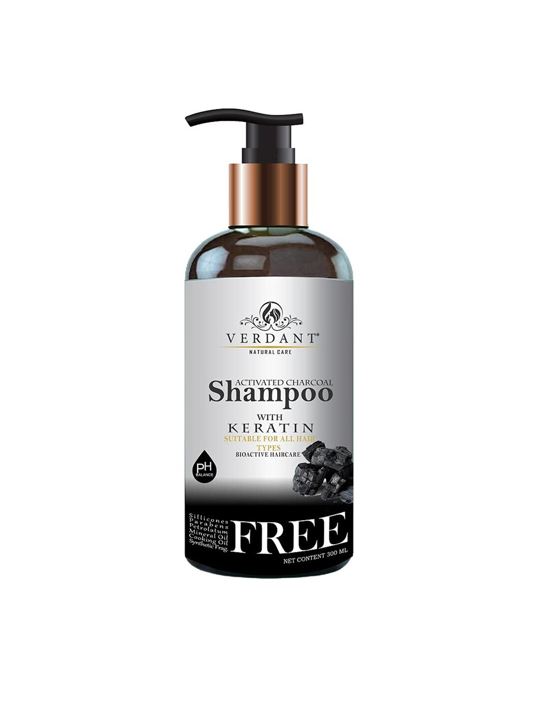 Verdant Natural Care Activated Charcoal Shampoo with Keratin – 300 ml