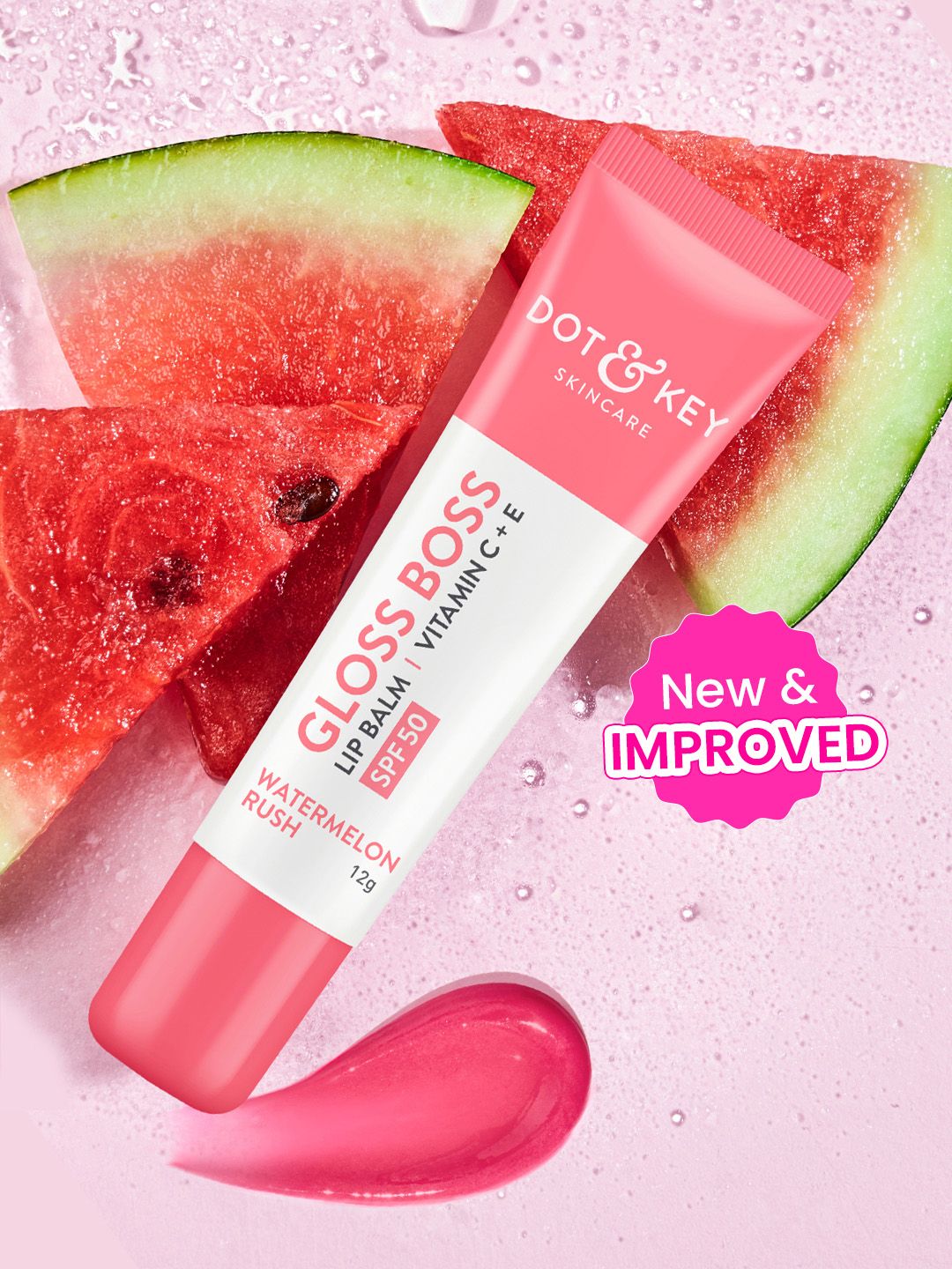 DOT & KEY Gloss Boss Vitamin C+E Tinted Lip Balm with SPF 50 12 g - Watermelon Rush