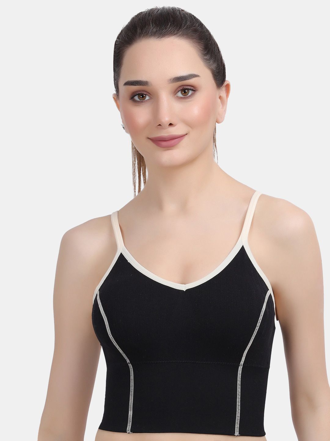 Amour Secret Women Black & White Slip On Dry Fit Padded Sports Bra
